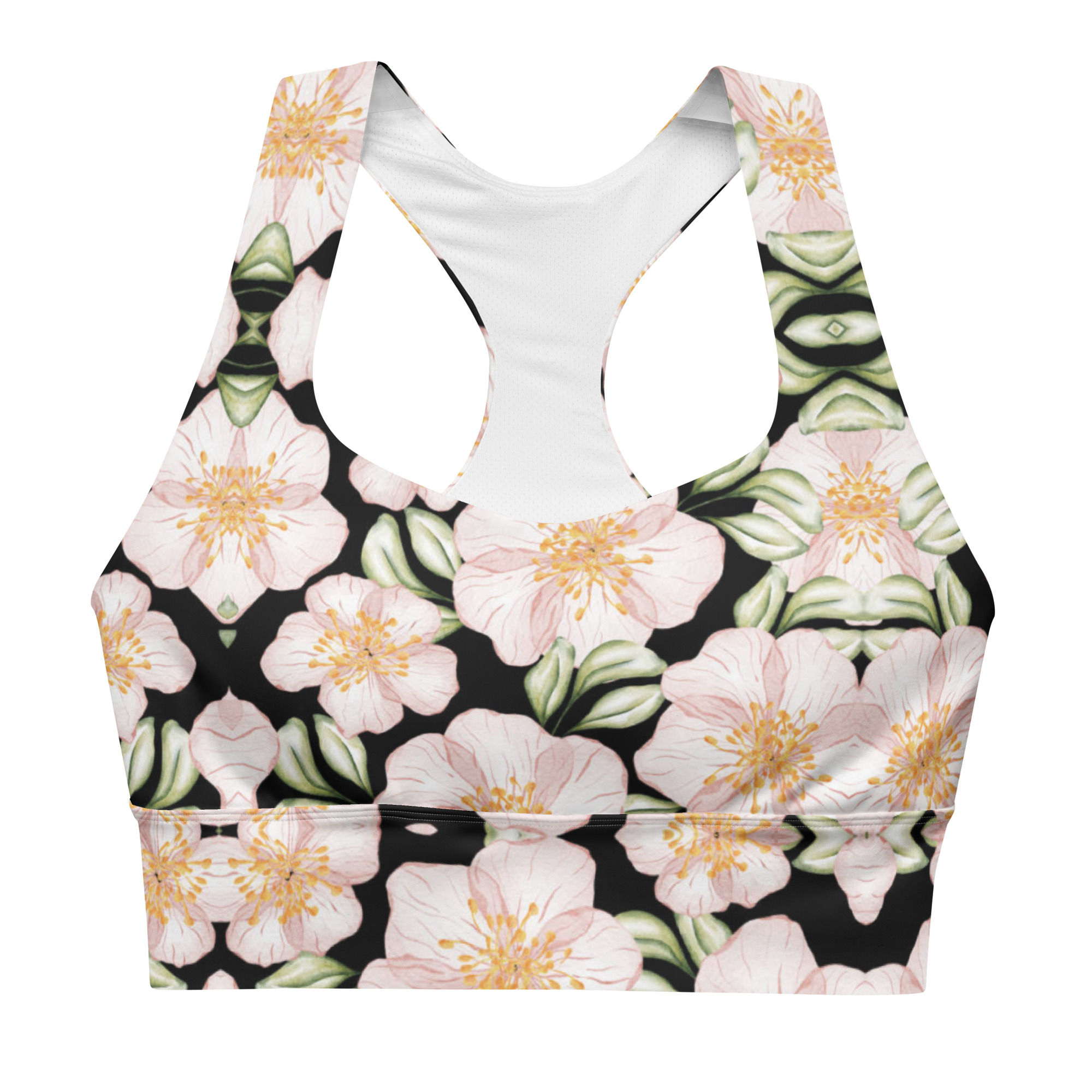 Floral design longline sports bra