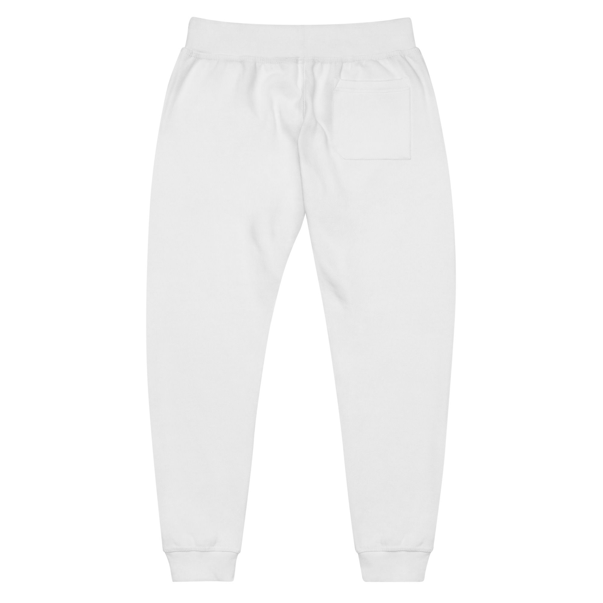 Embroidered logo white unisex fleece sweatpants