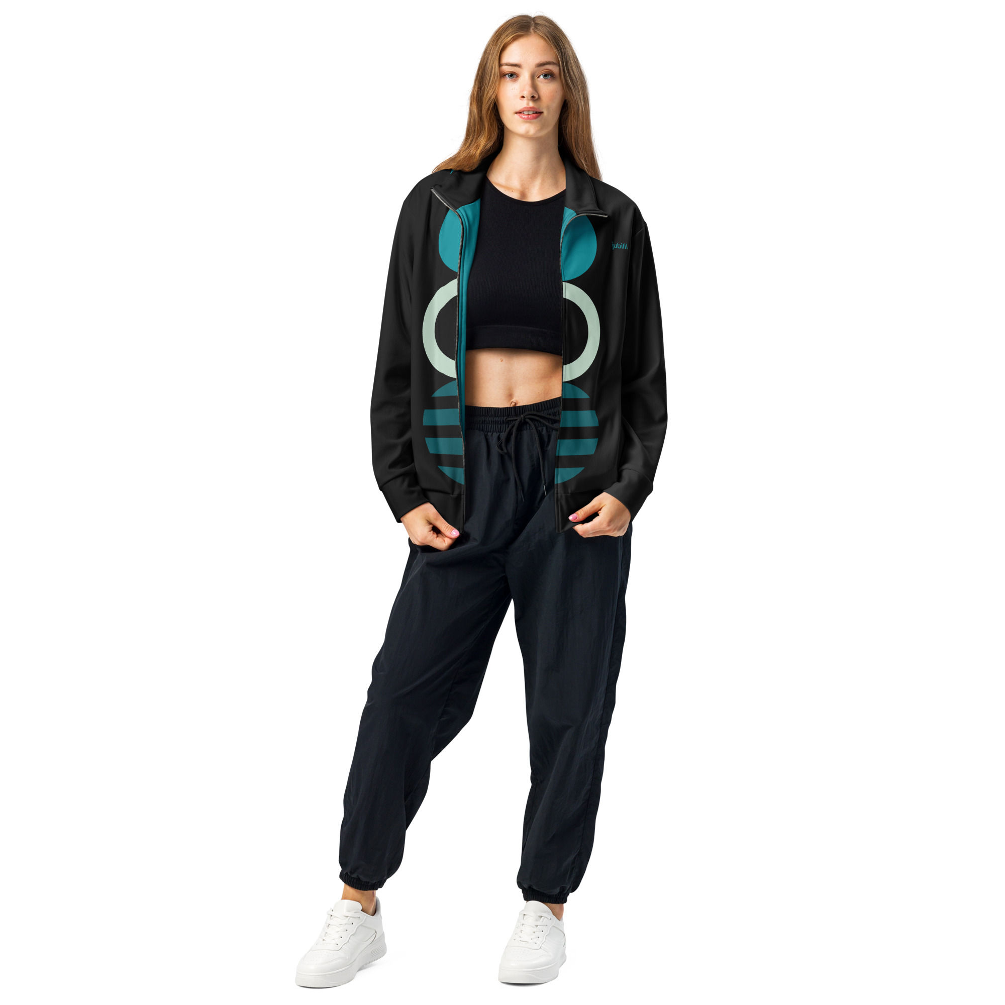 Black & Eastern blue unisex track jacket extra comfort