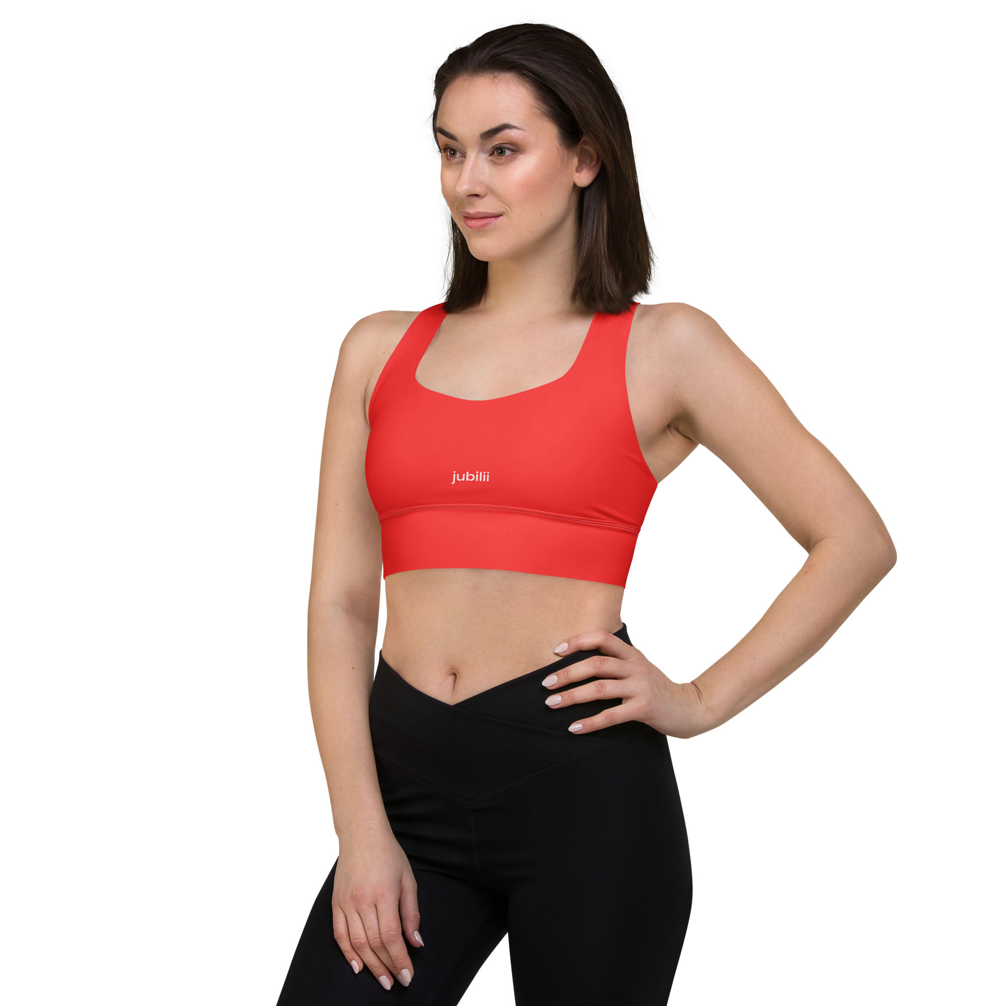 Heart red longline sports bra high intensity