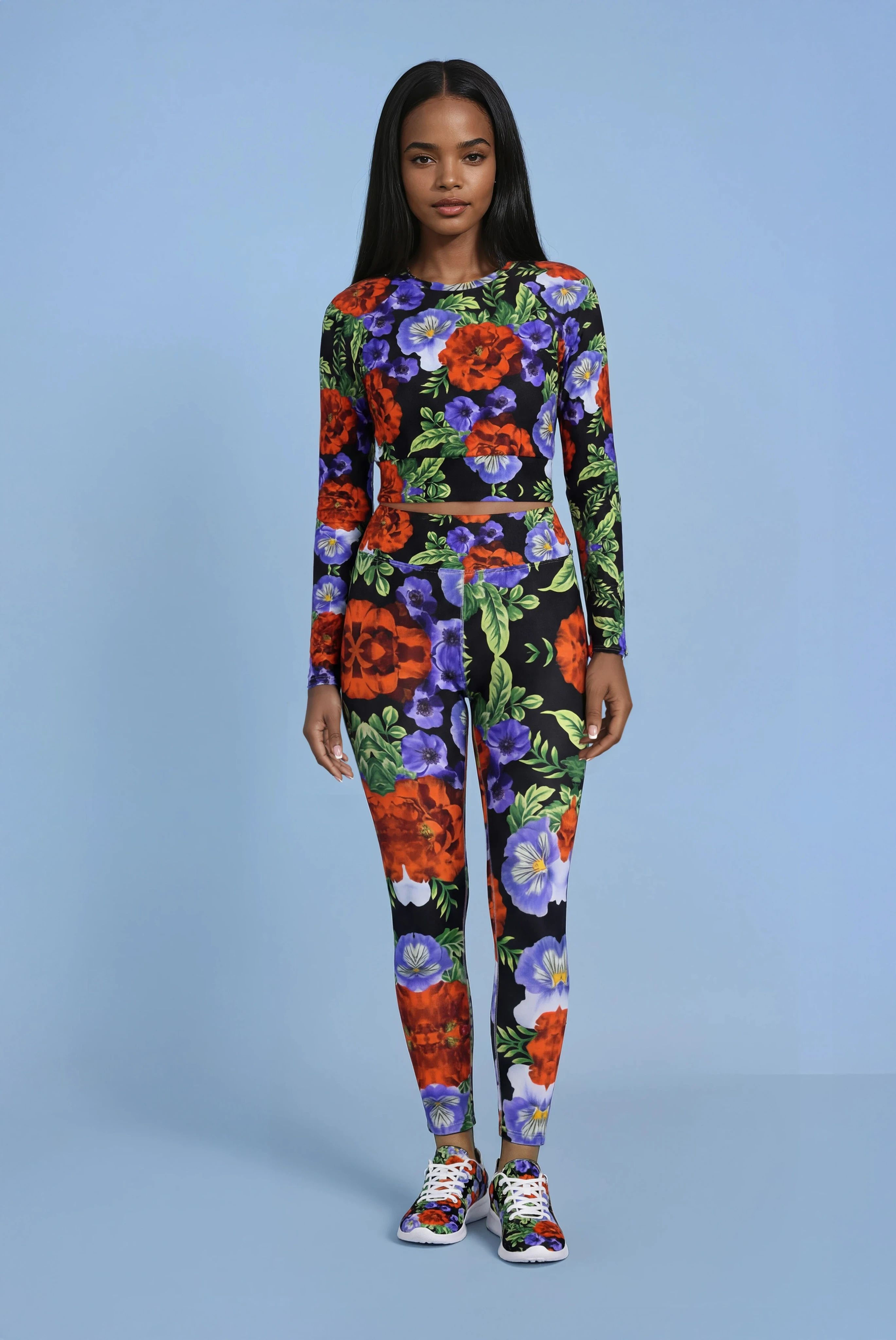 Purple red floral women’s athletic shoes