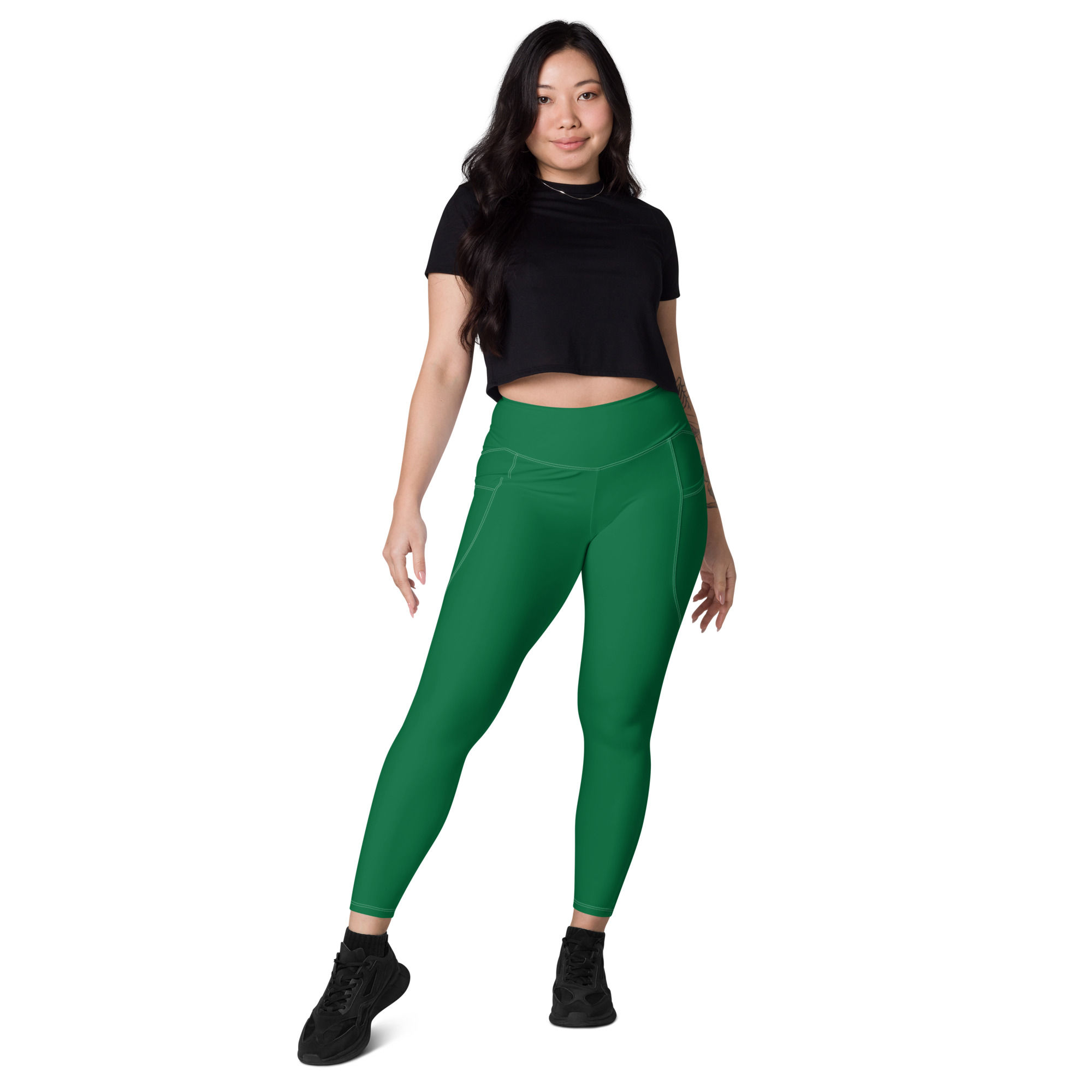 Eucalyptus green color yoga leggings side pockets
