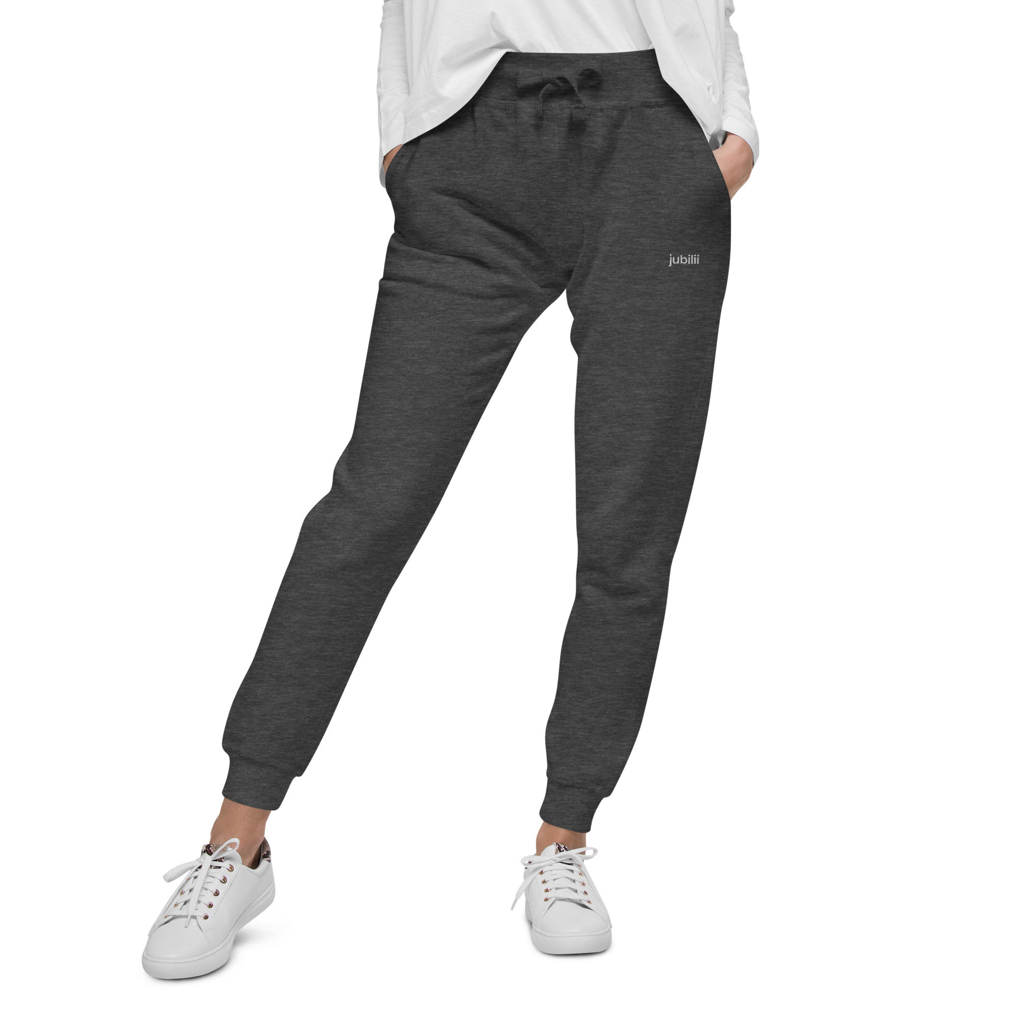 Embroidered logo charcoal heather unisex fleece sweatpants