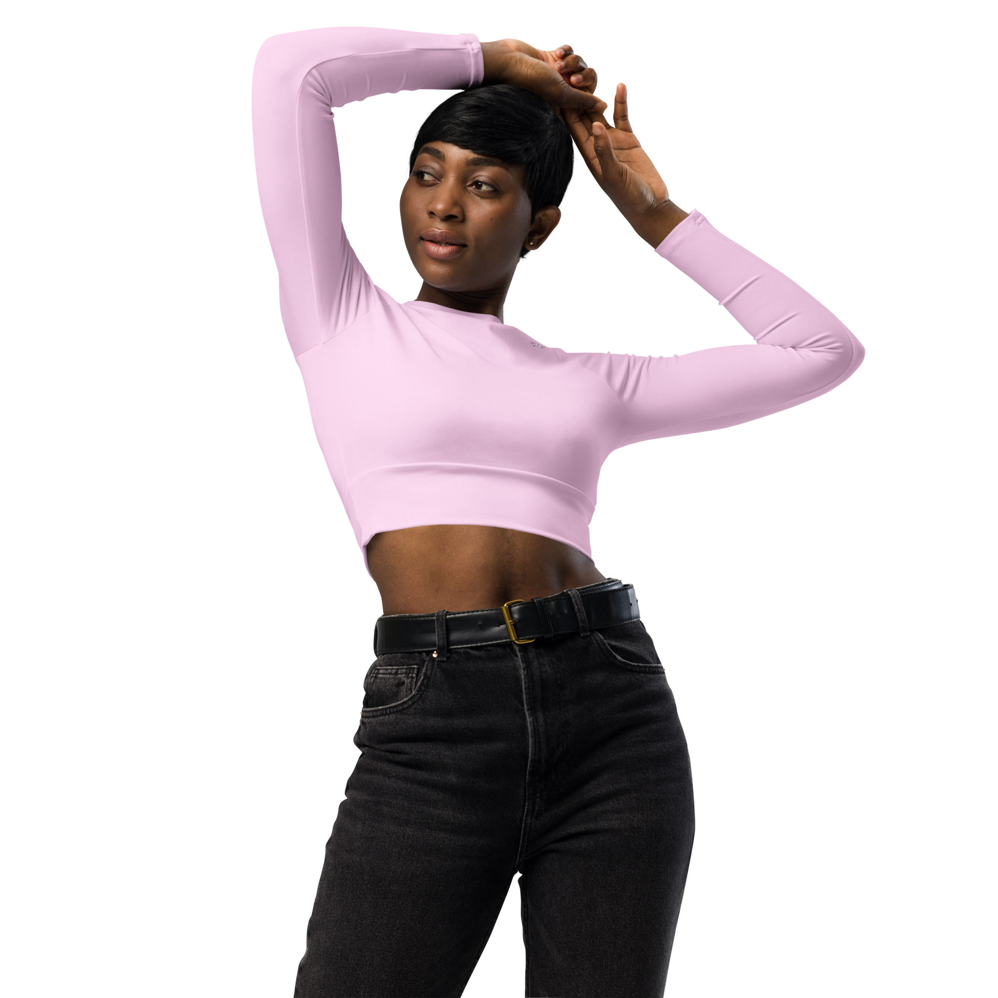 Lavender long-sleeve crop top soft stretchy