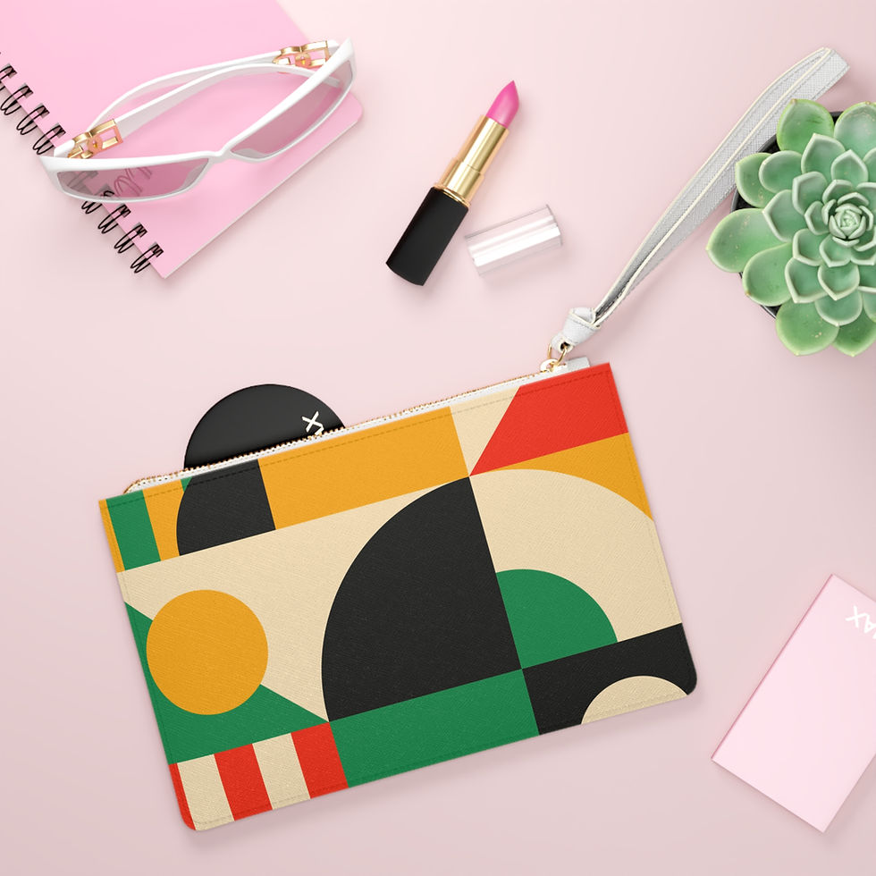 Geometric print clutch bag PU faux leather