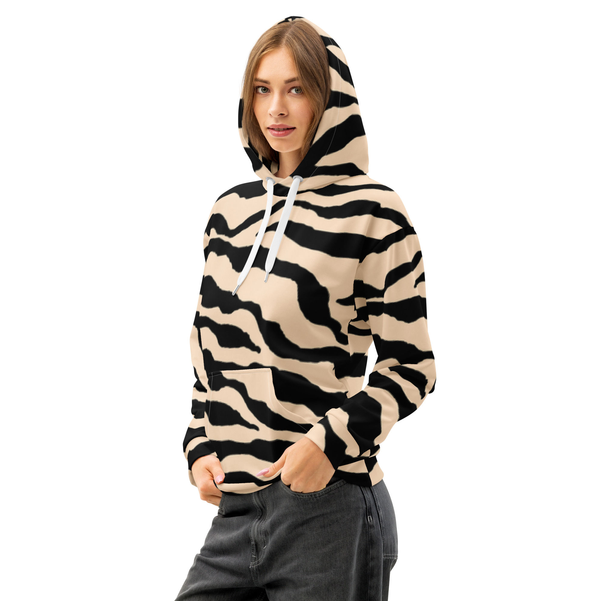 Beige Camouflage Unisex Cotton Hoodie 2XS-6XL Relaxed fit Soft comfortable feel