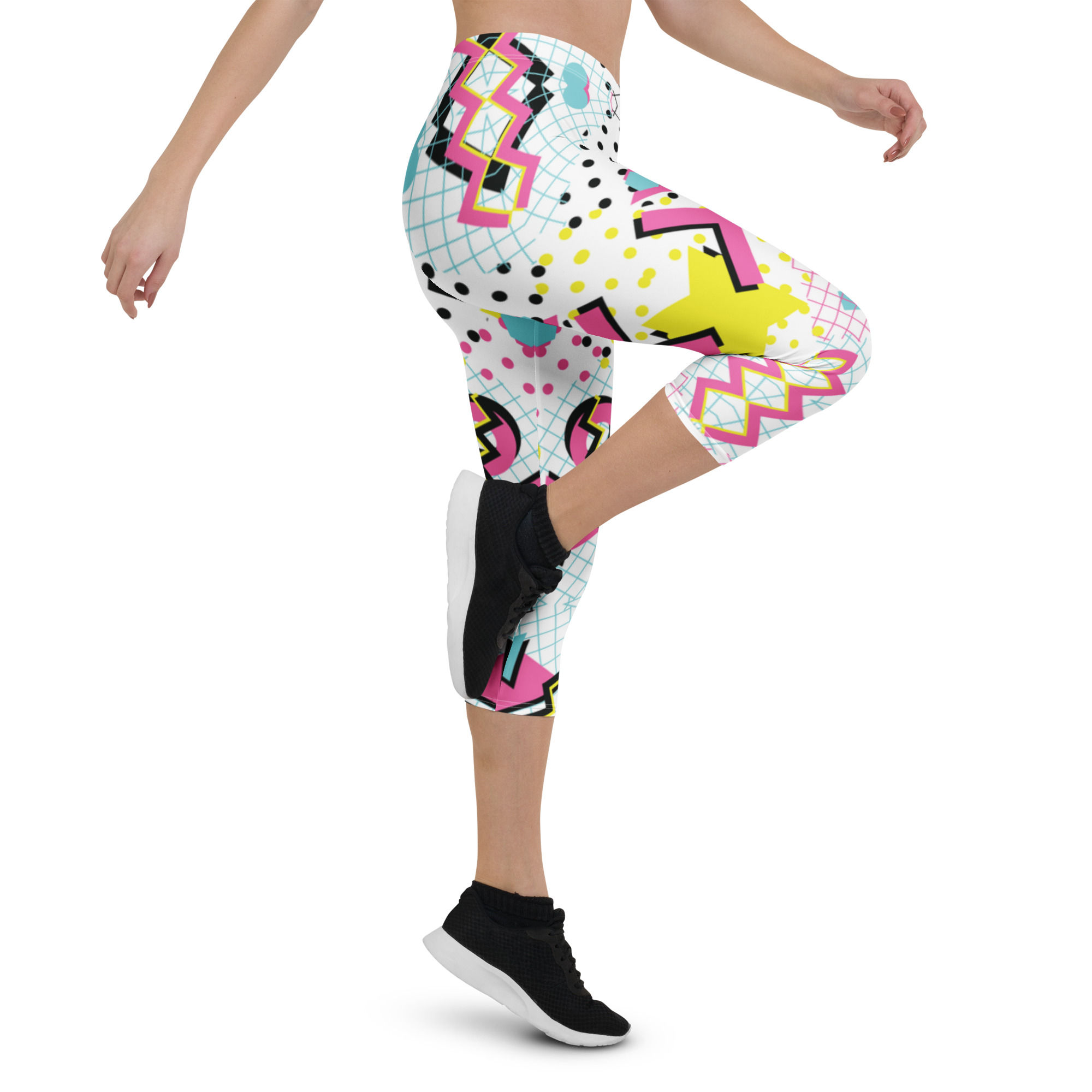 Geometric mid-rise capri leggings