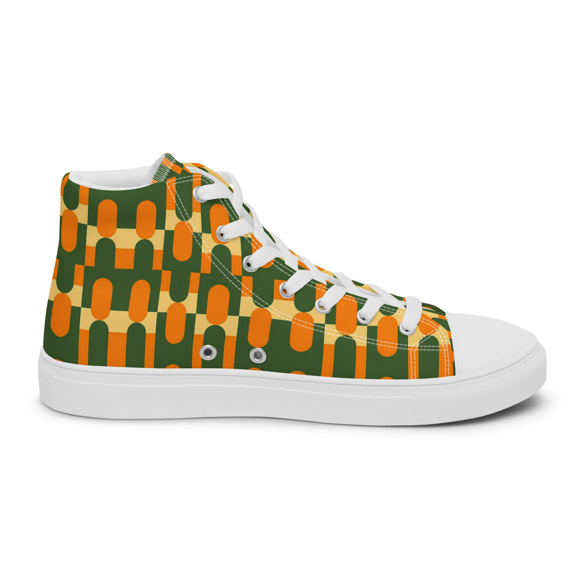 Green orange women high top trainers shoes