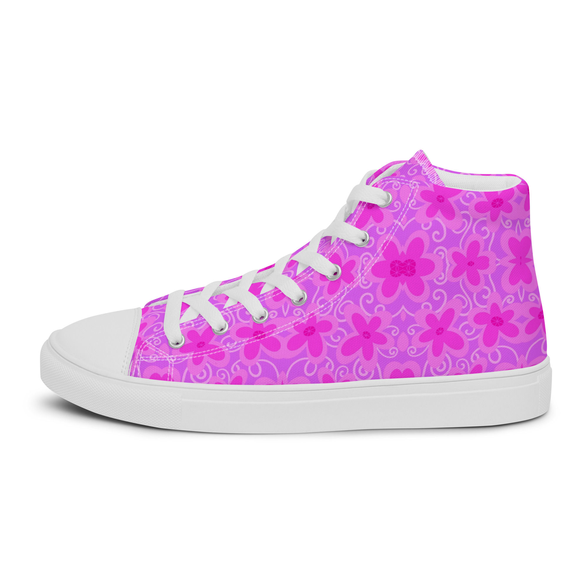 Pink butterflies women high top trainers shoes