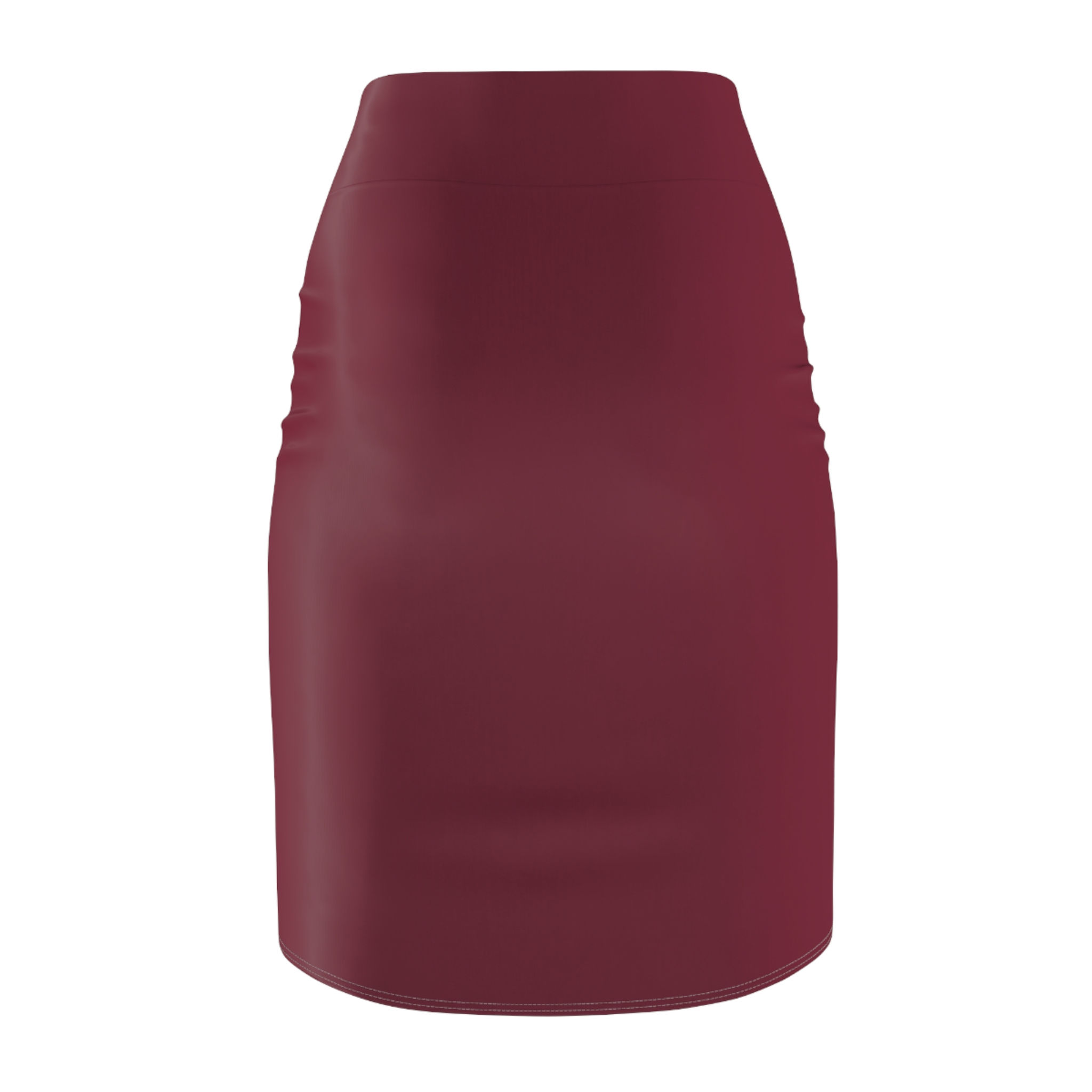 Maroon pencil skirt mid waist fit elastic waistband