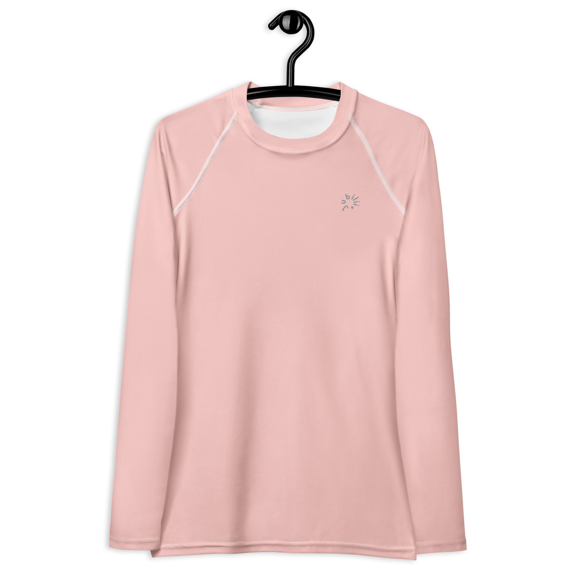 Light pink womens rash guard athletic shirt