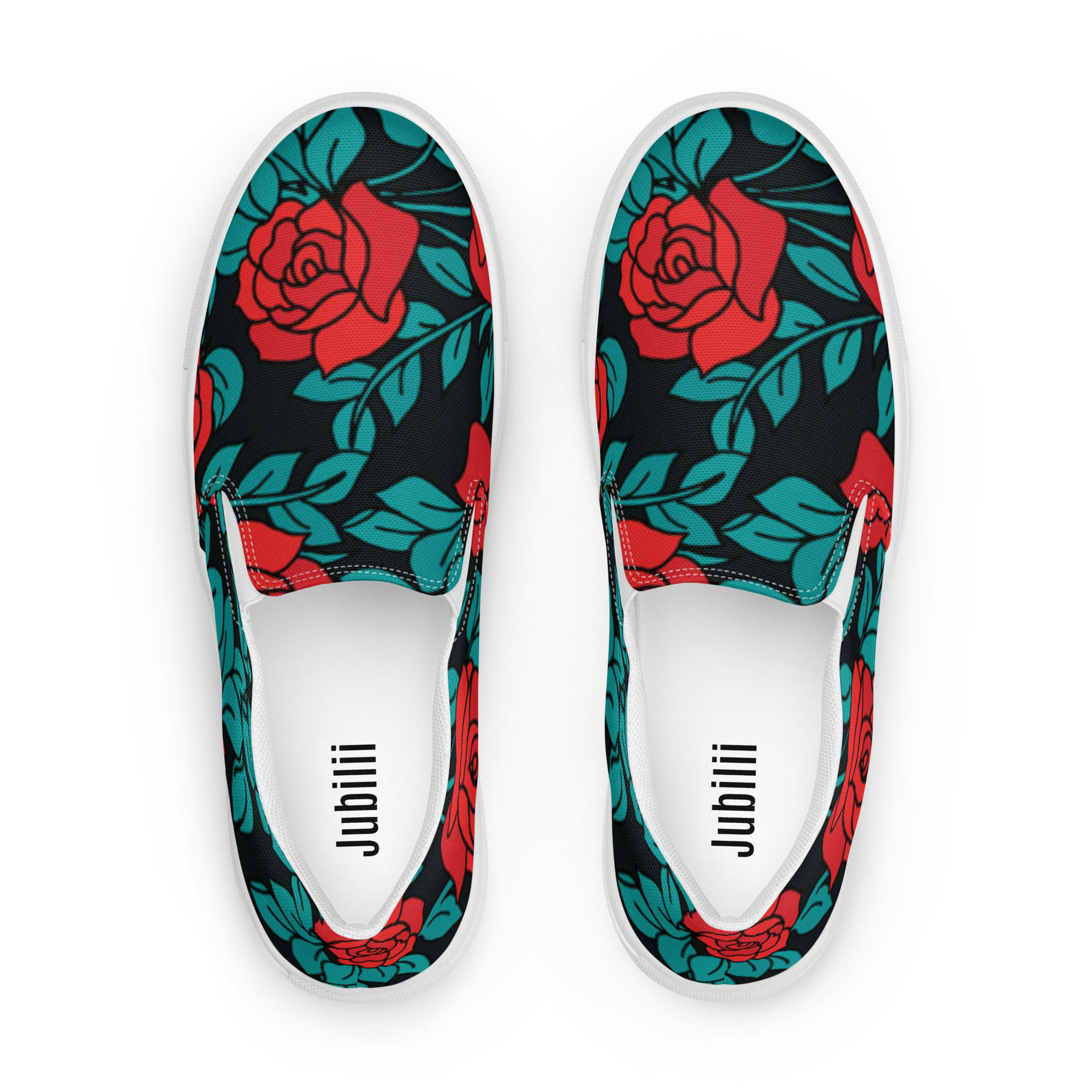 Red Green Floral Womens Slip-On Canvas Shoes 5-12 US size breathable lining soft