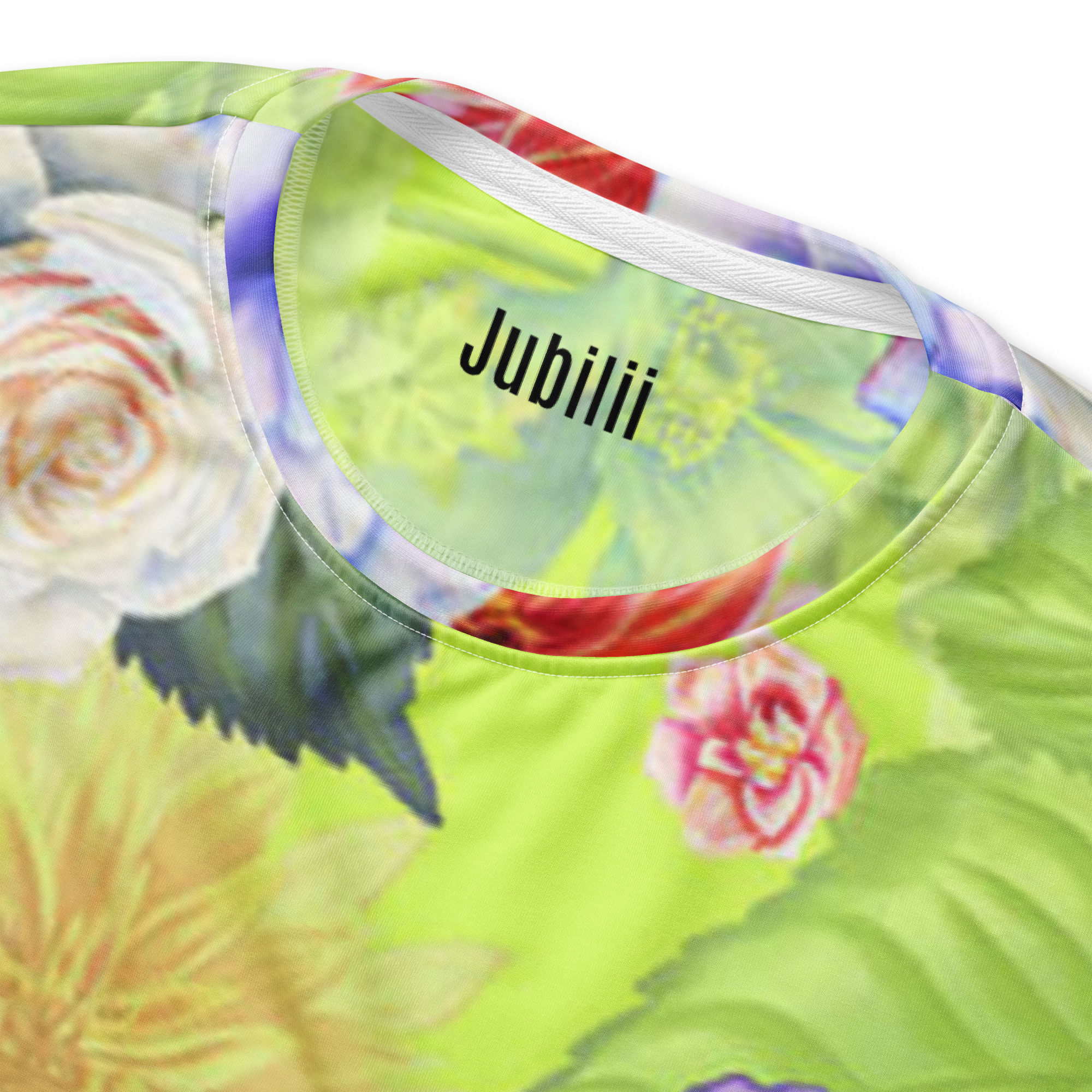 Lime floral Recycled Unisex Sweatshirt 2XS-6XL Brushed fleece fabric inside