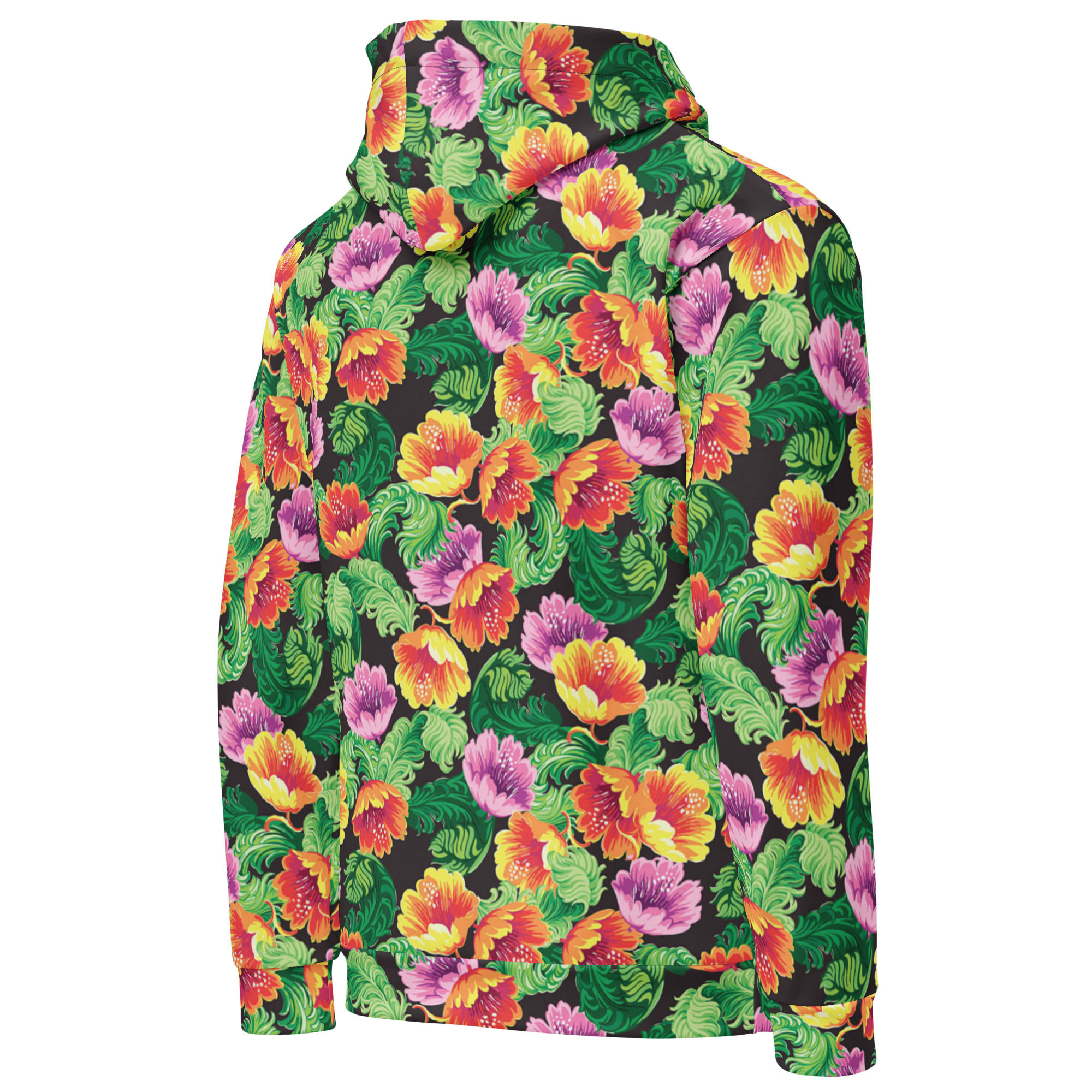 Green Purple floral Recycled Unisex Hoodie 2XS-6XL looser fit soft comfortable