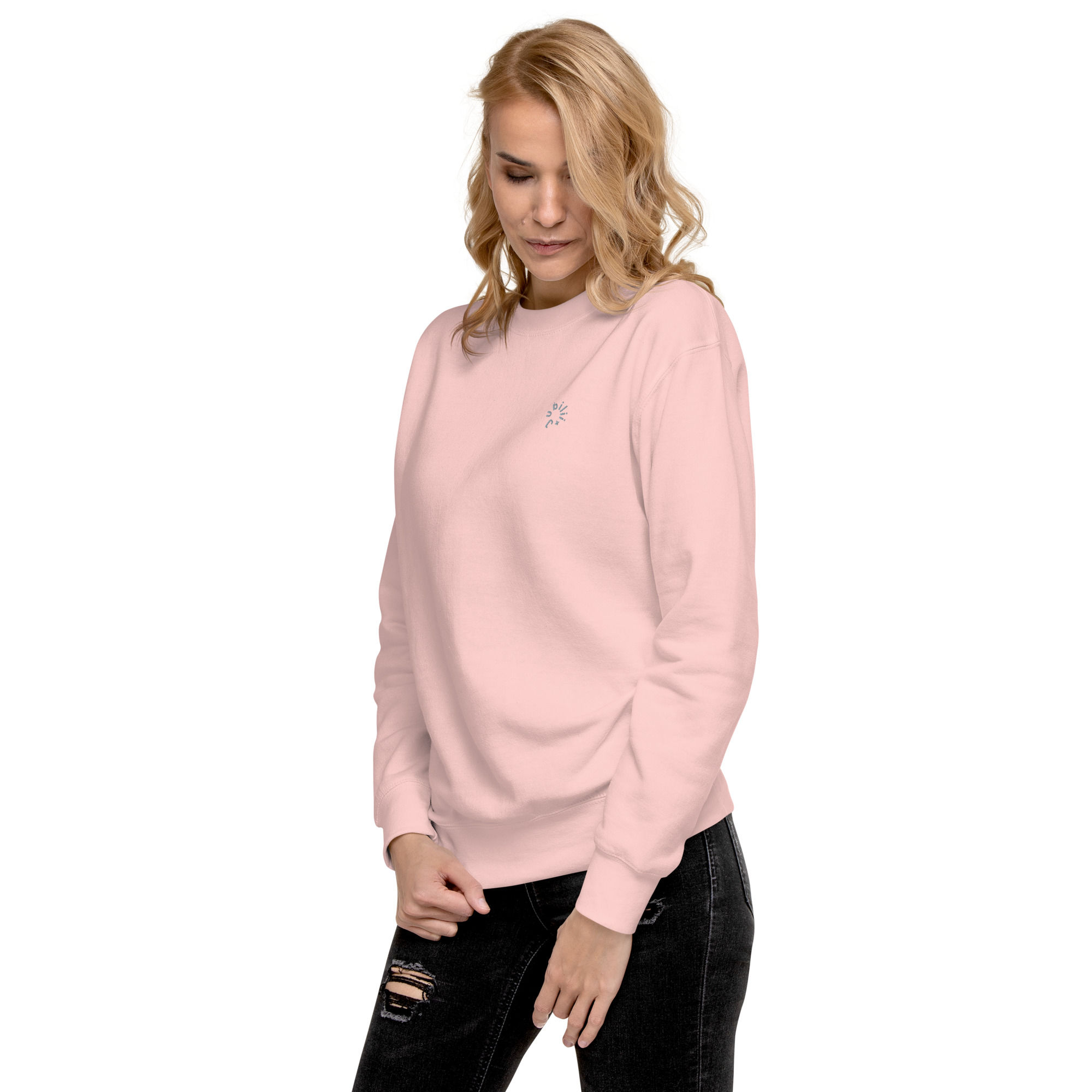 Embroidered logo light pink unisex premium sweatshirt