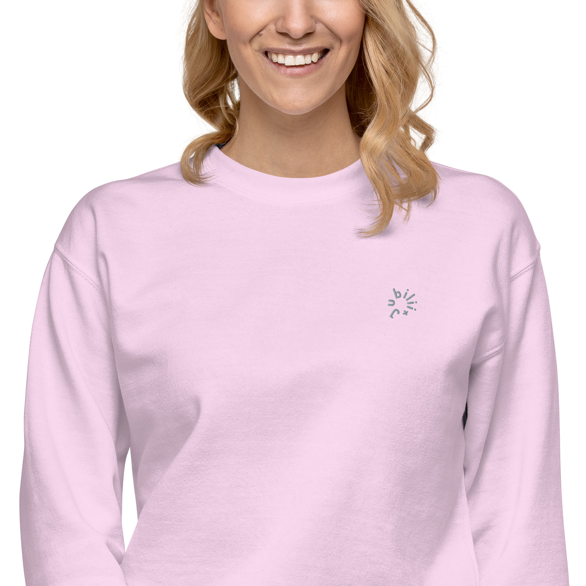 Embroidered logo lavender unisex premium sweatshirt