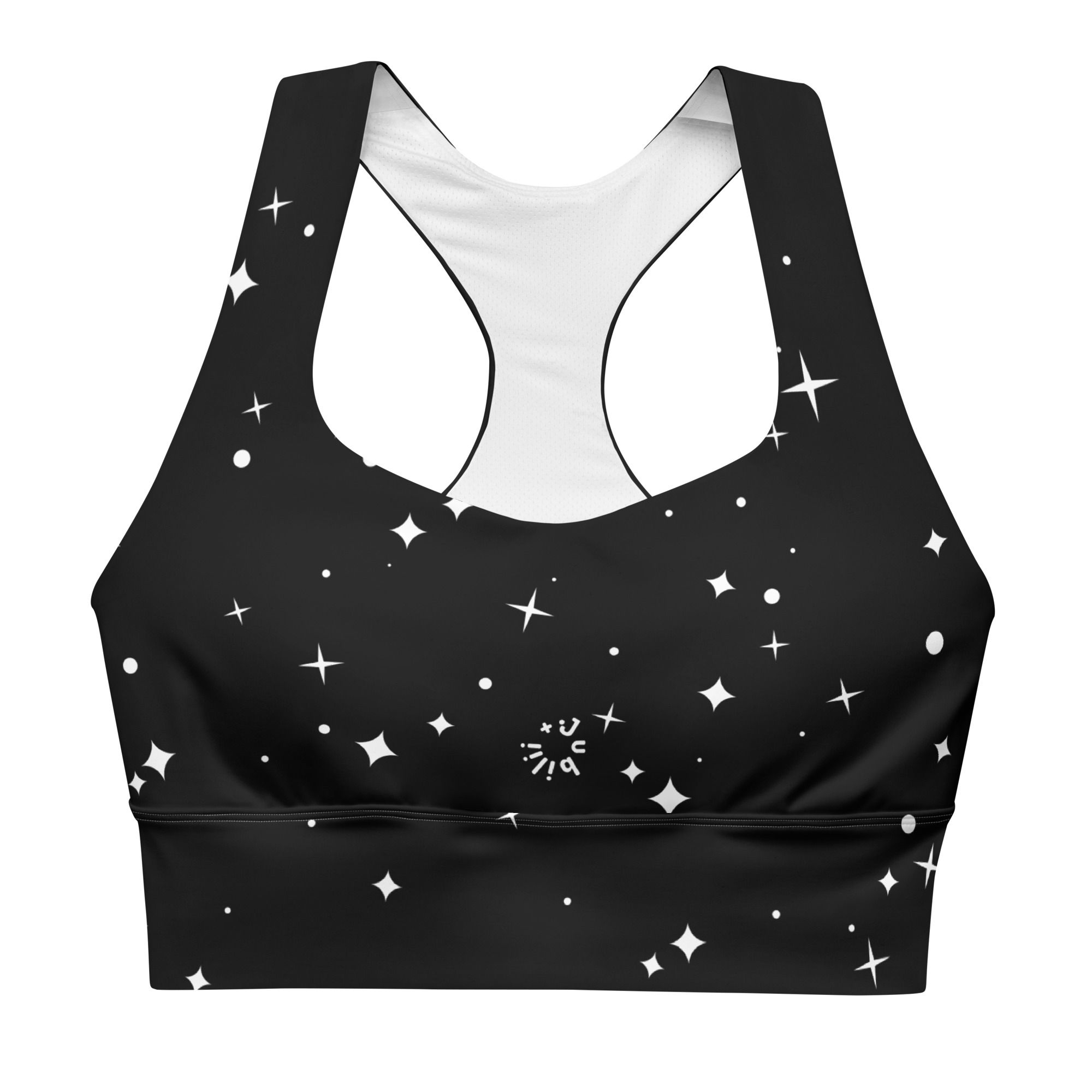 Black and stars longline sports bra