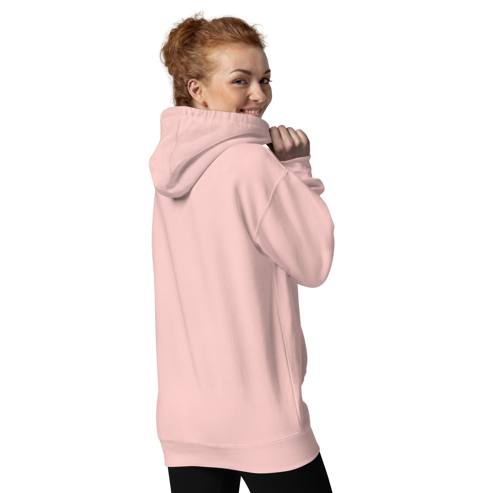 Embroidered logo light pink premium pullover unisex hoodie