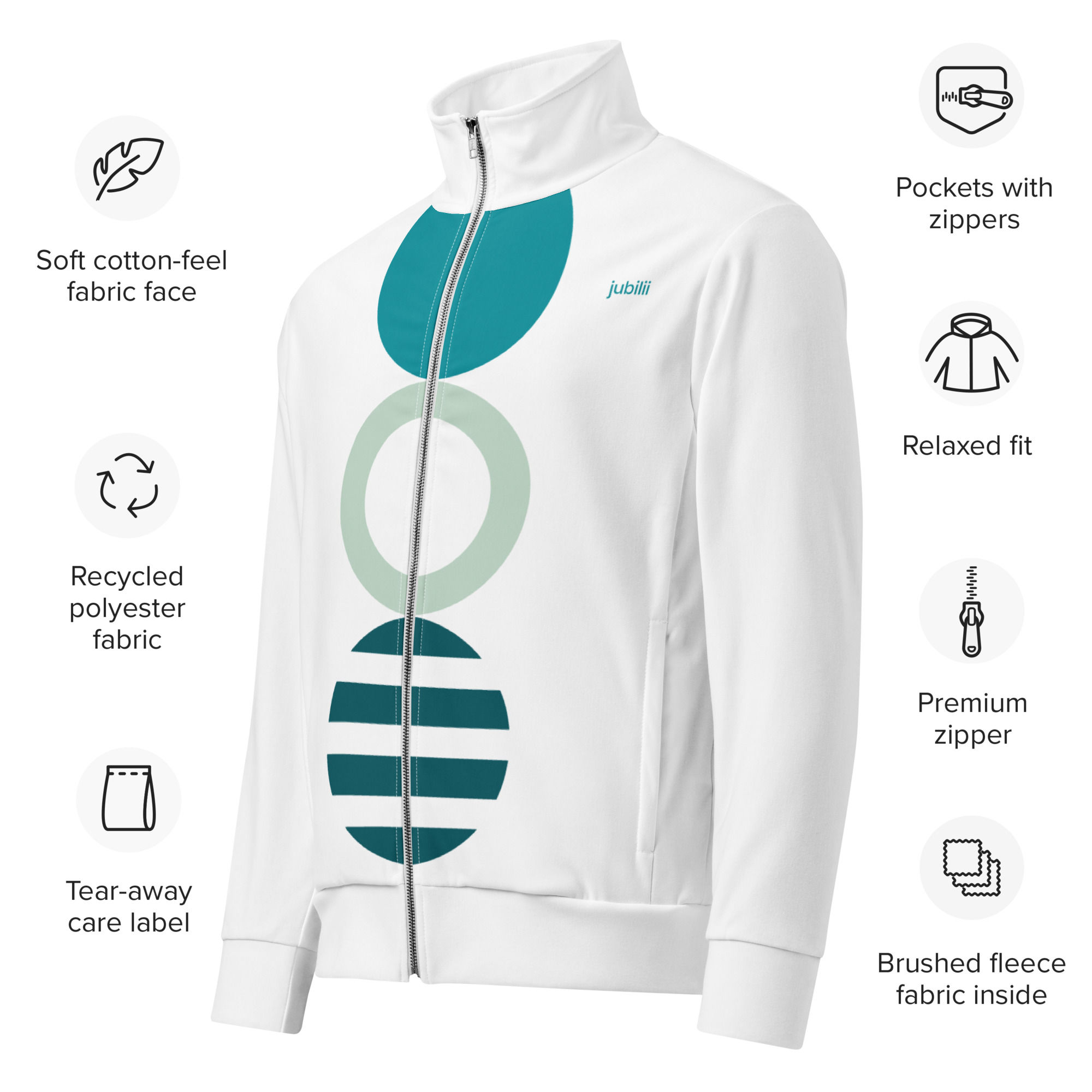 White & Eastern blue unisex track jacket extra comfort