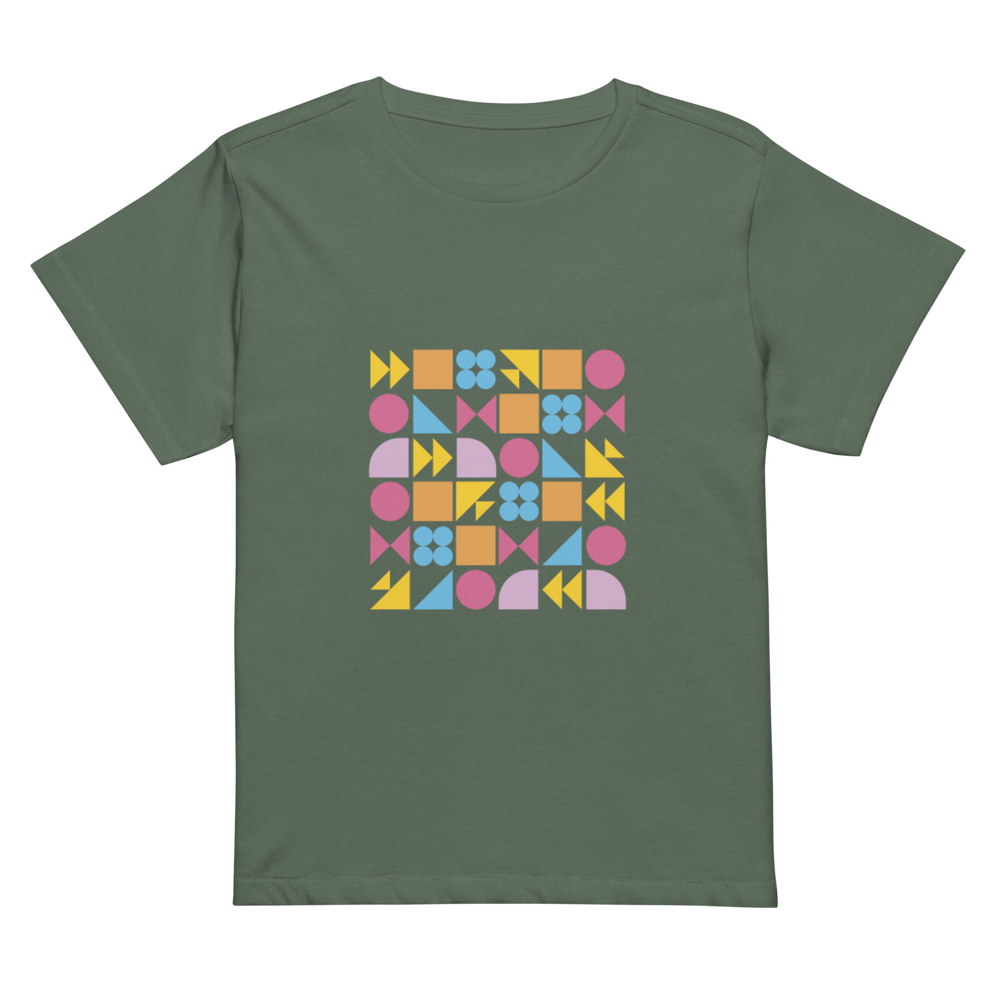 Geometric print High-Waisted Tee S-XL 100% cotton regular fit soft