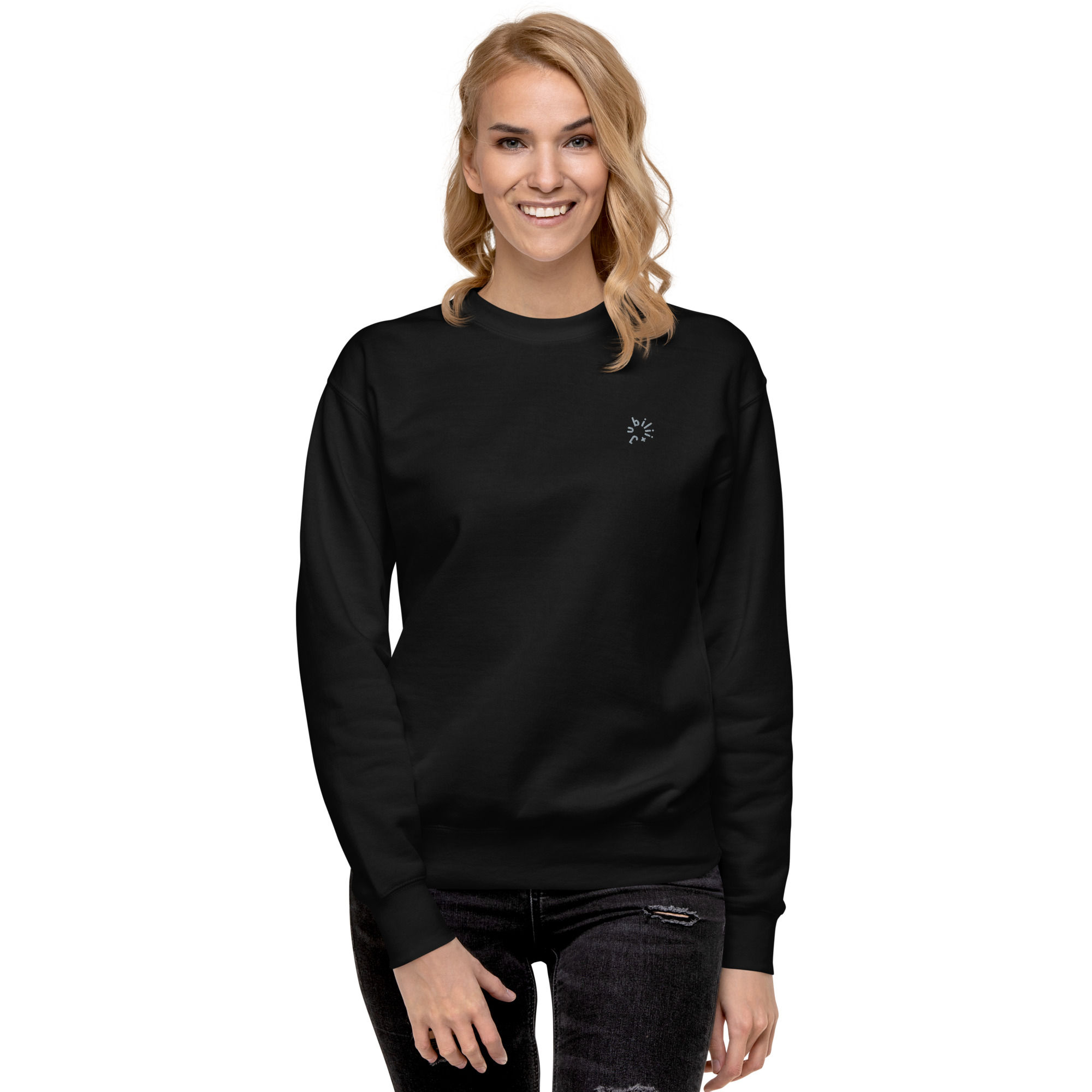 Embroidered logo black unisex premium sweatshirt