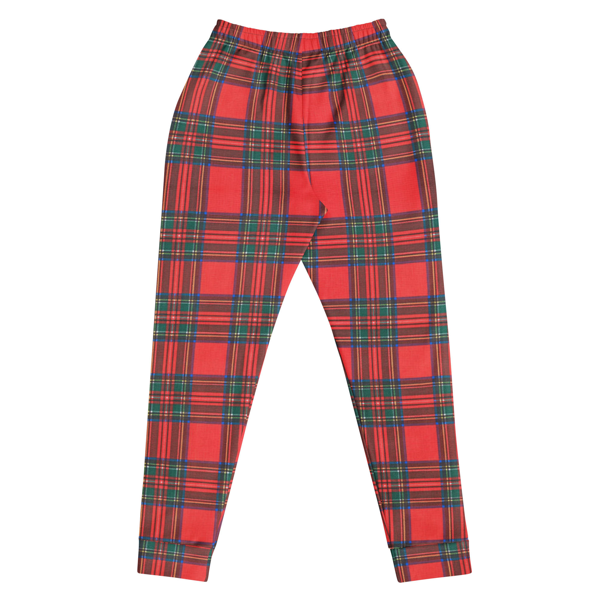 Red tartan recycled womens joggers