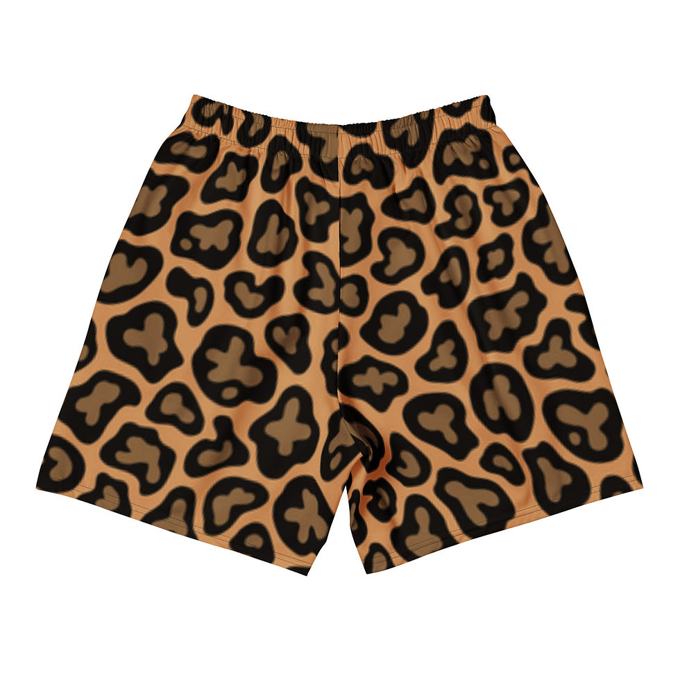 Leopard Print Unisex Athletic Long Shorts 2XS-6XL relaxed fit recycled polyester