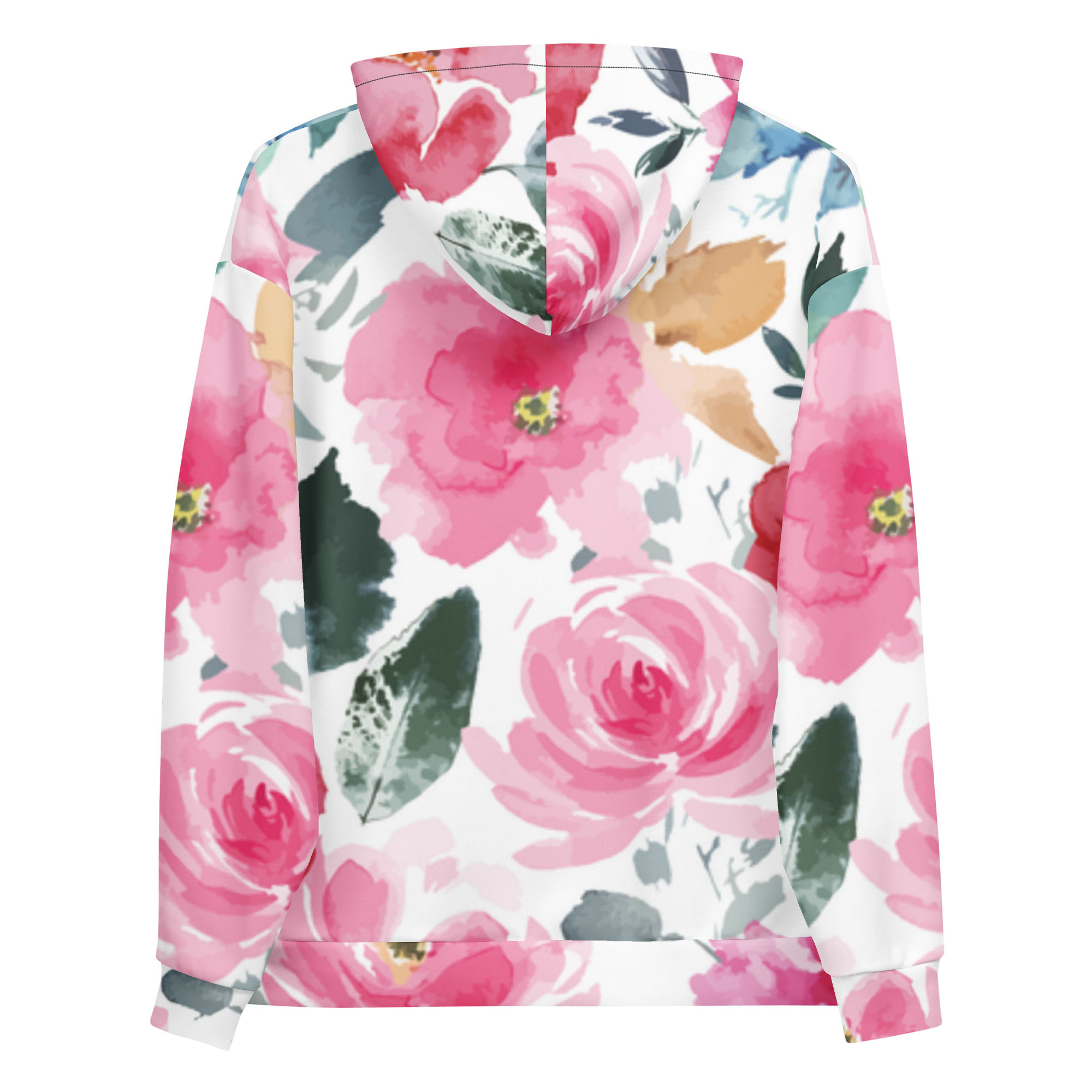 Pink floral Recycled Unisex Hoodie 2XS-6XL looser fit soft and comfortable