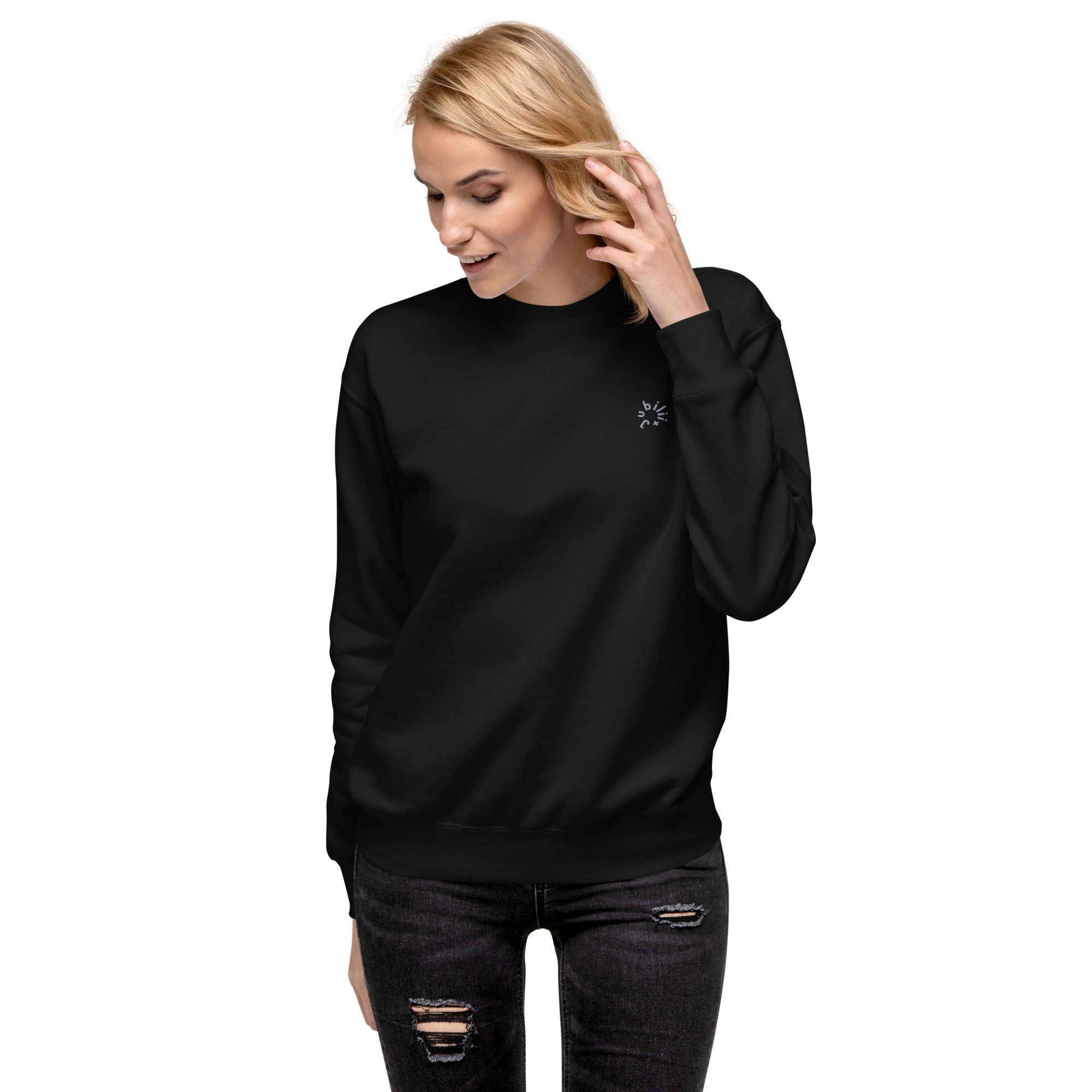 Embroidered logo black unisex premium sweatshirt