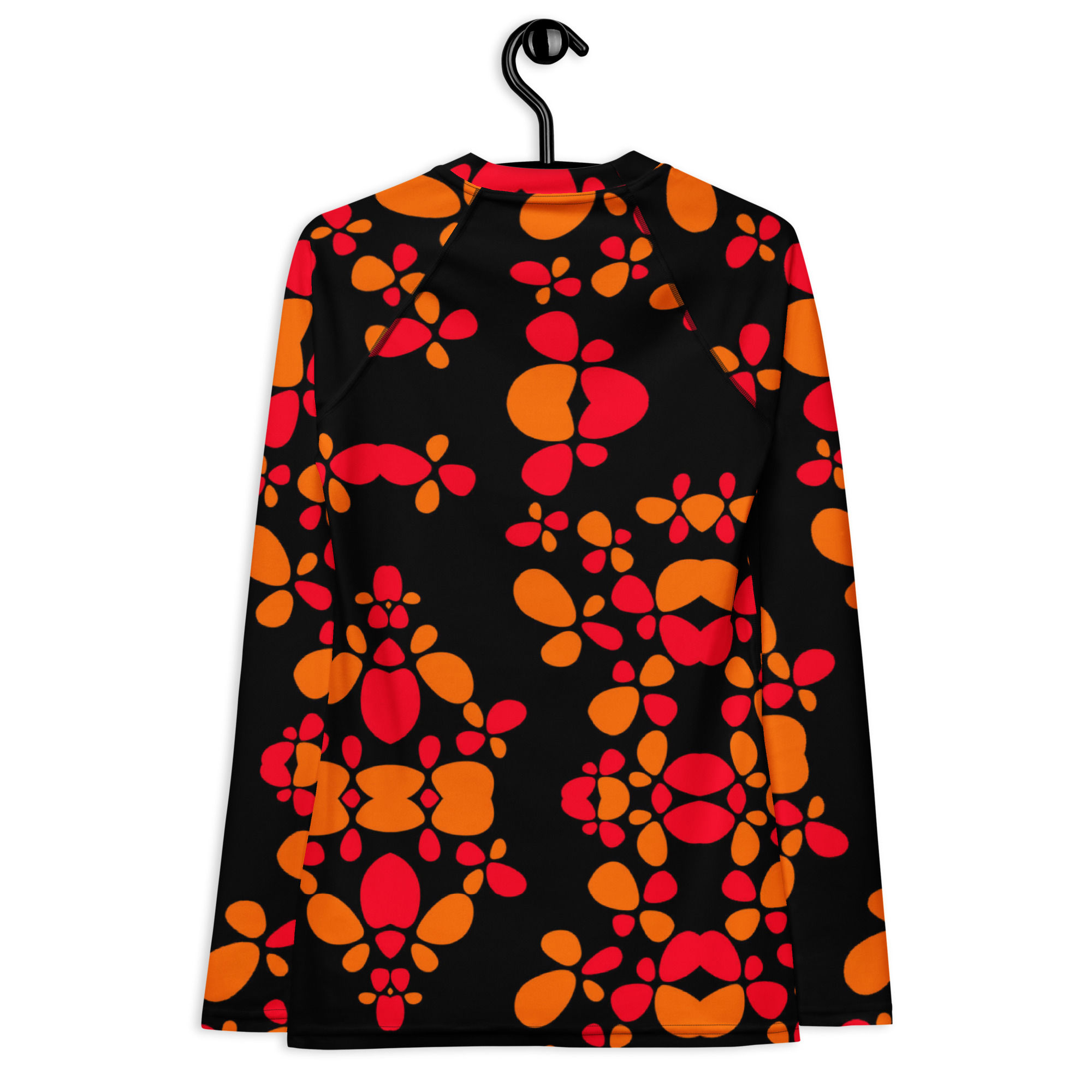 Orange red black womens rash guard athletic shirt