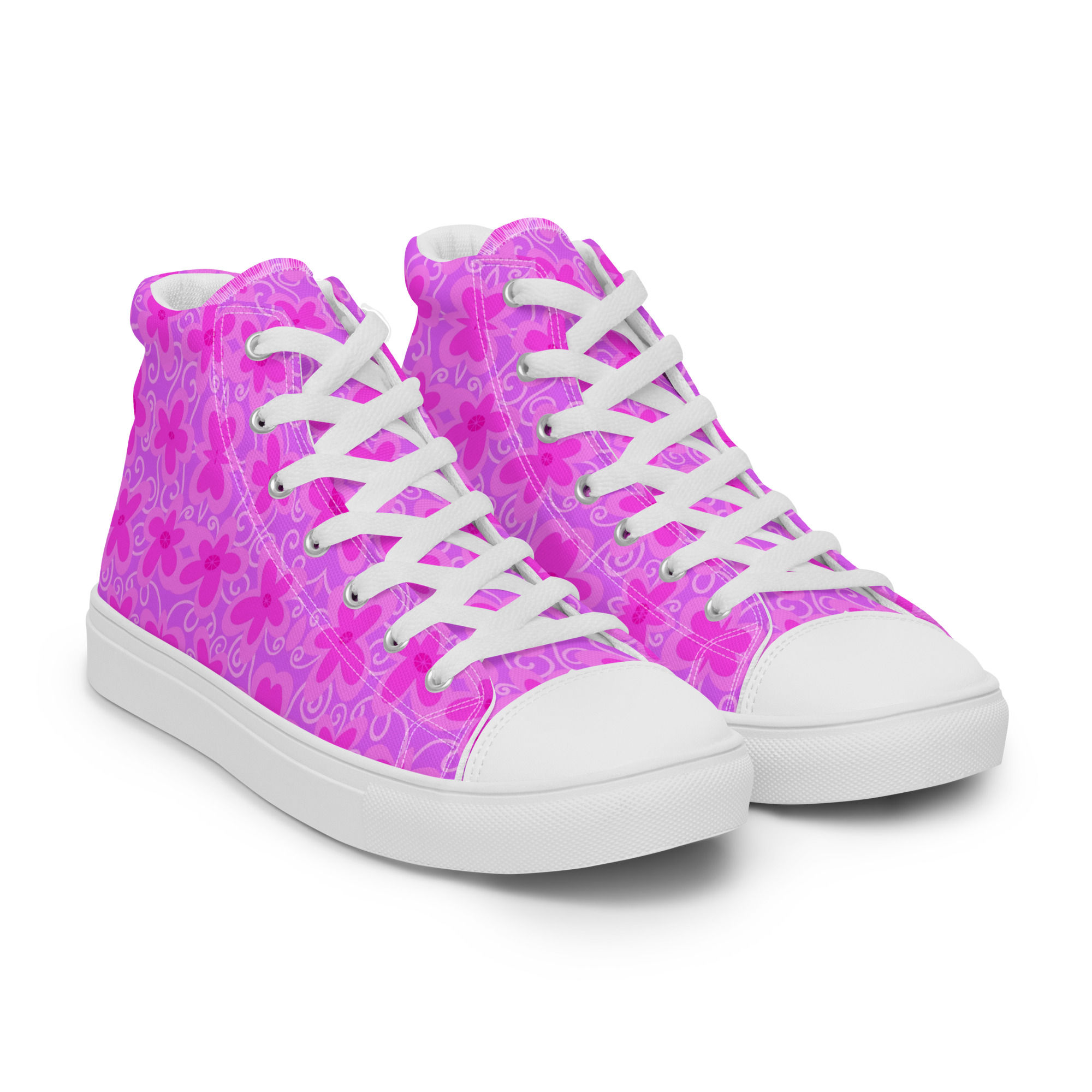 Pink butterflies women high top trainers shoes