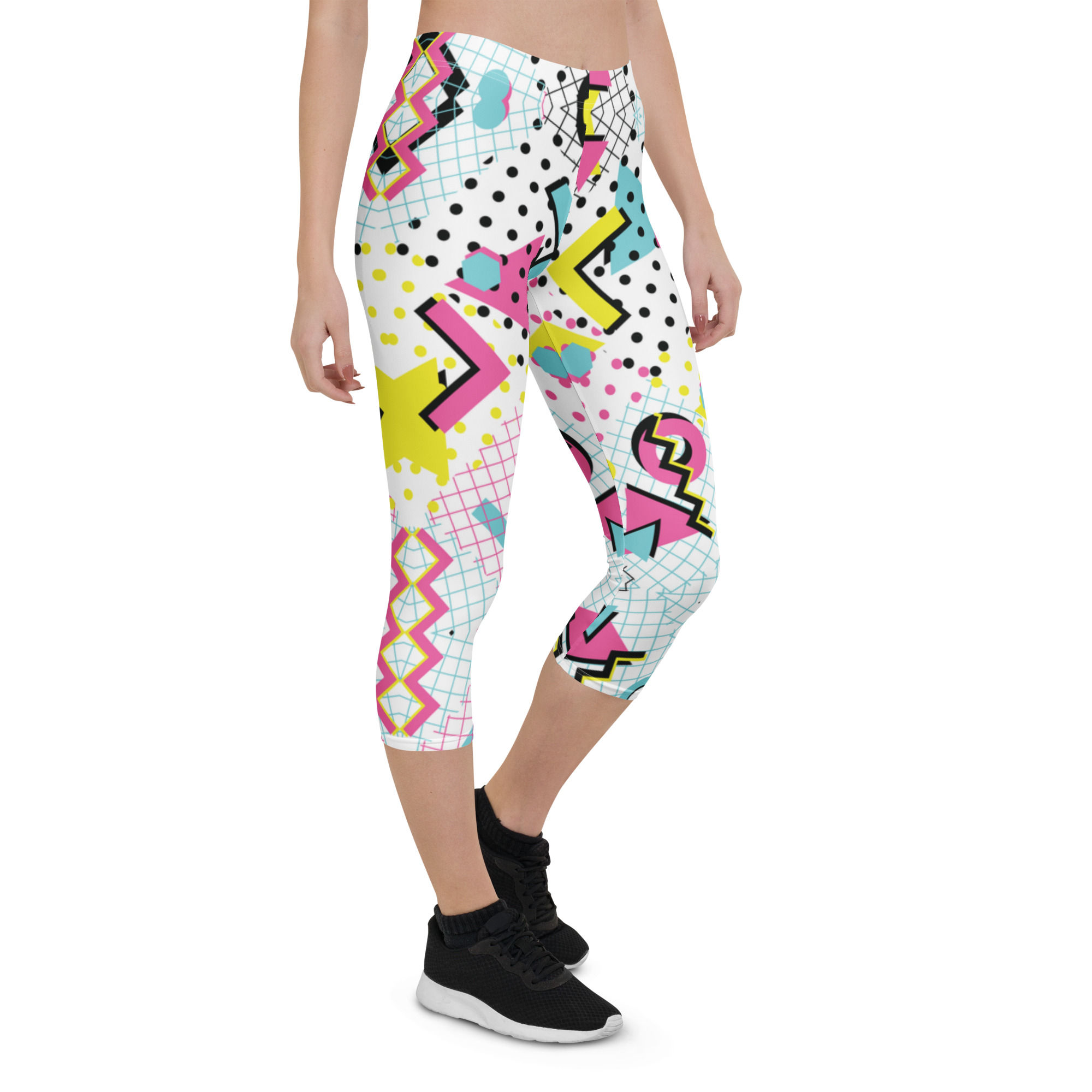Geometric mid-rise capri leggings