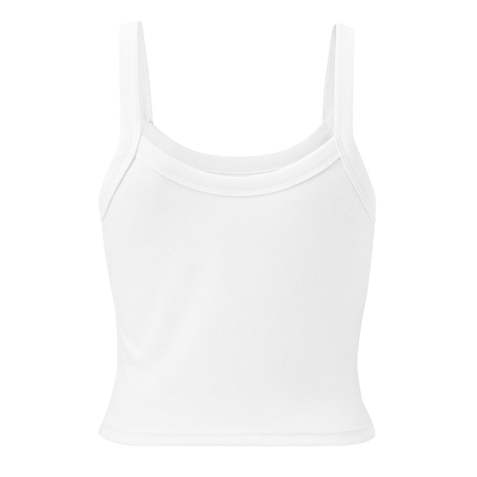 Thumbnail: Embroidered logo white micro-rib tank top soft Airlume cotton