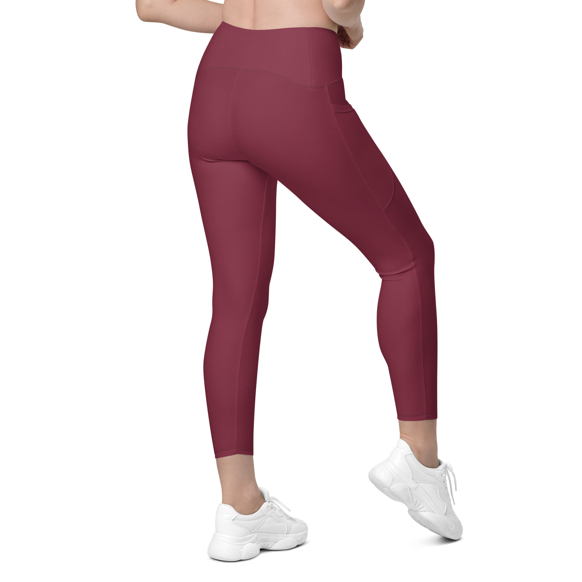Maroon yoga leggings side pockets