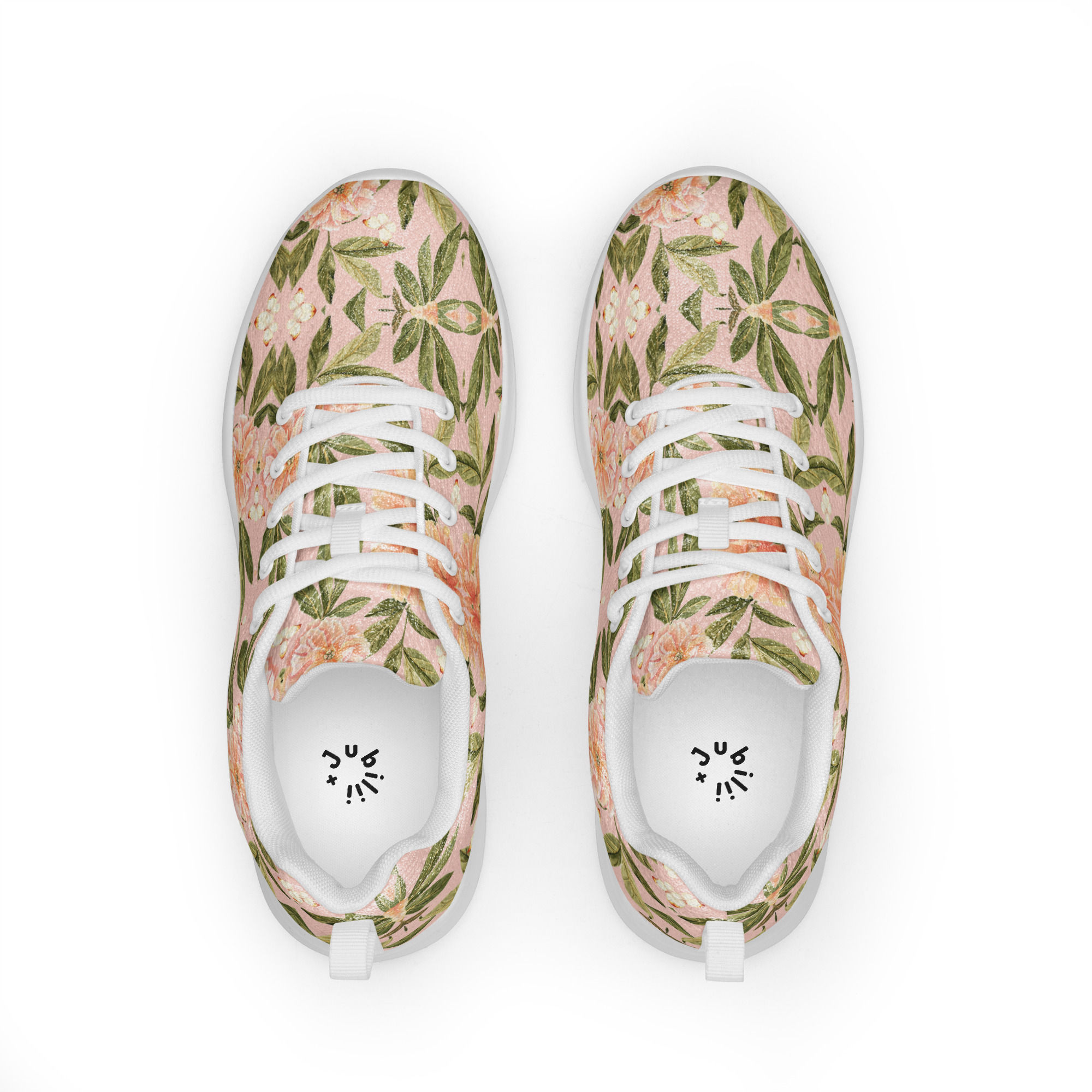 Pink green floral women’s athletic shoes
