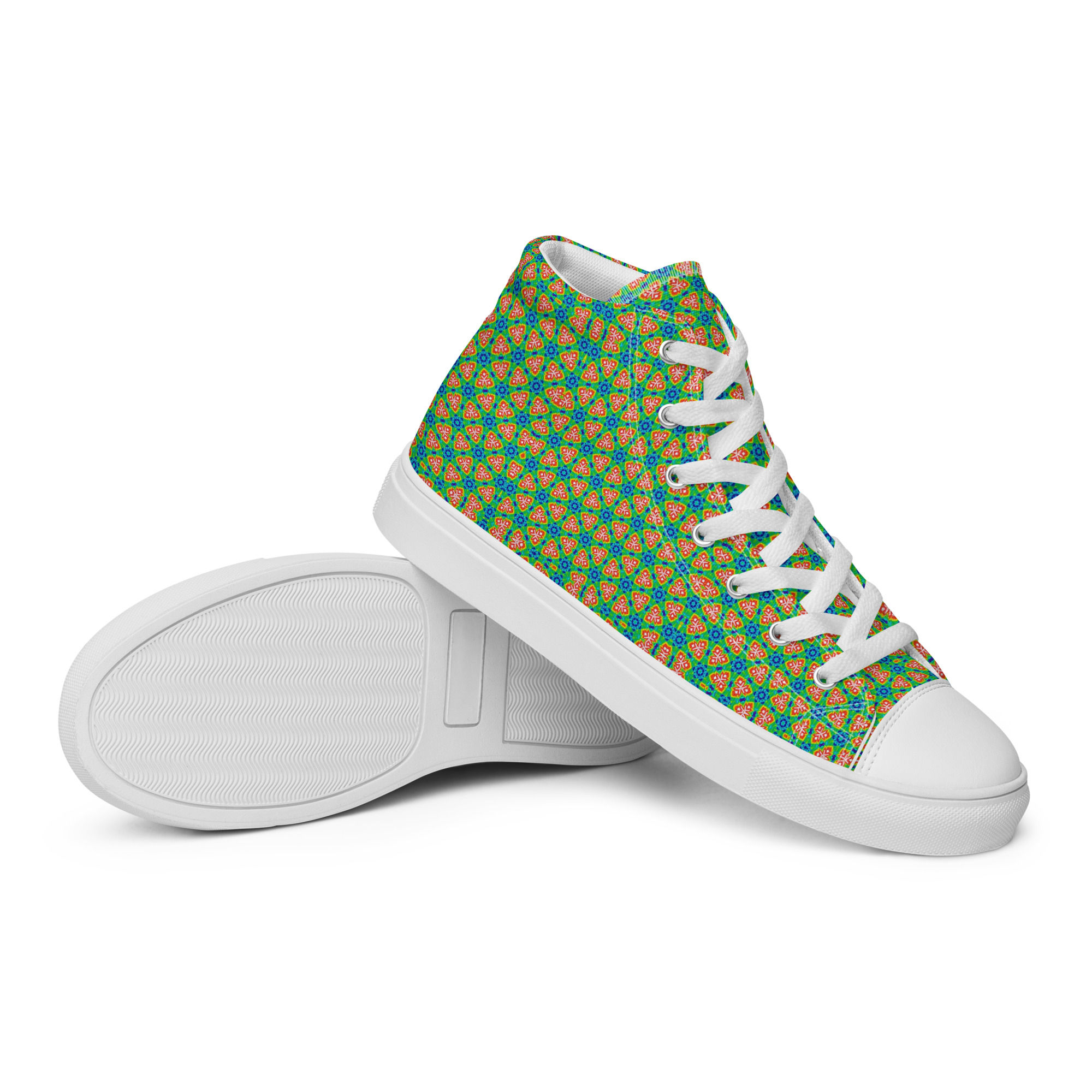 Green design women high top trainers shoes