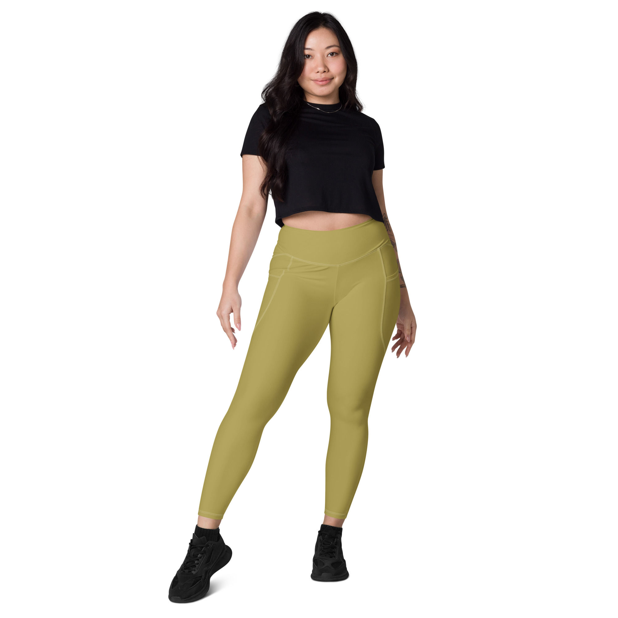 Sandy brown color yoga leggings side pockets