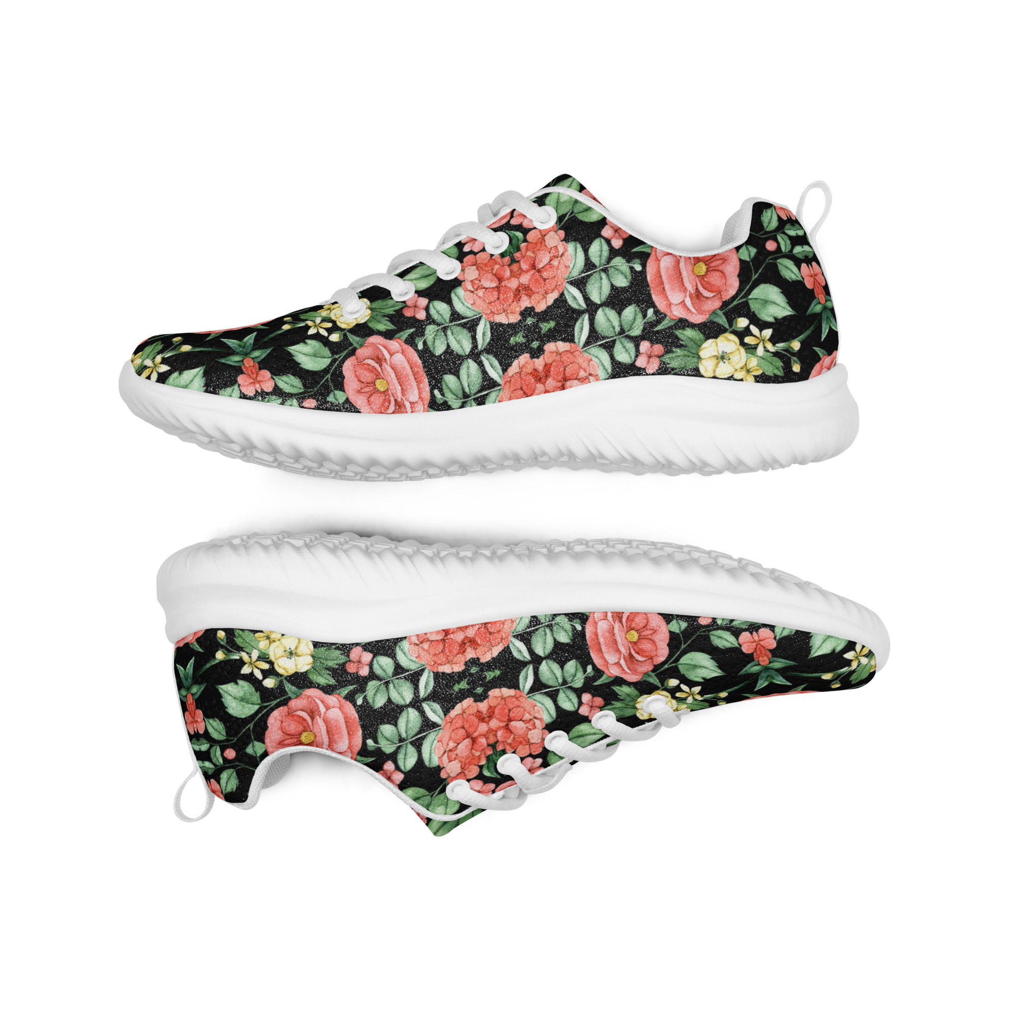 Green pink flowers women’s athletic shoes
