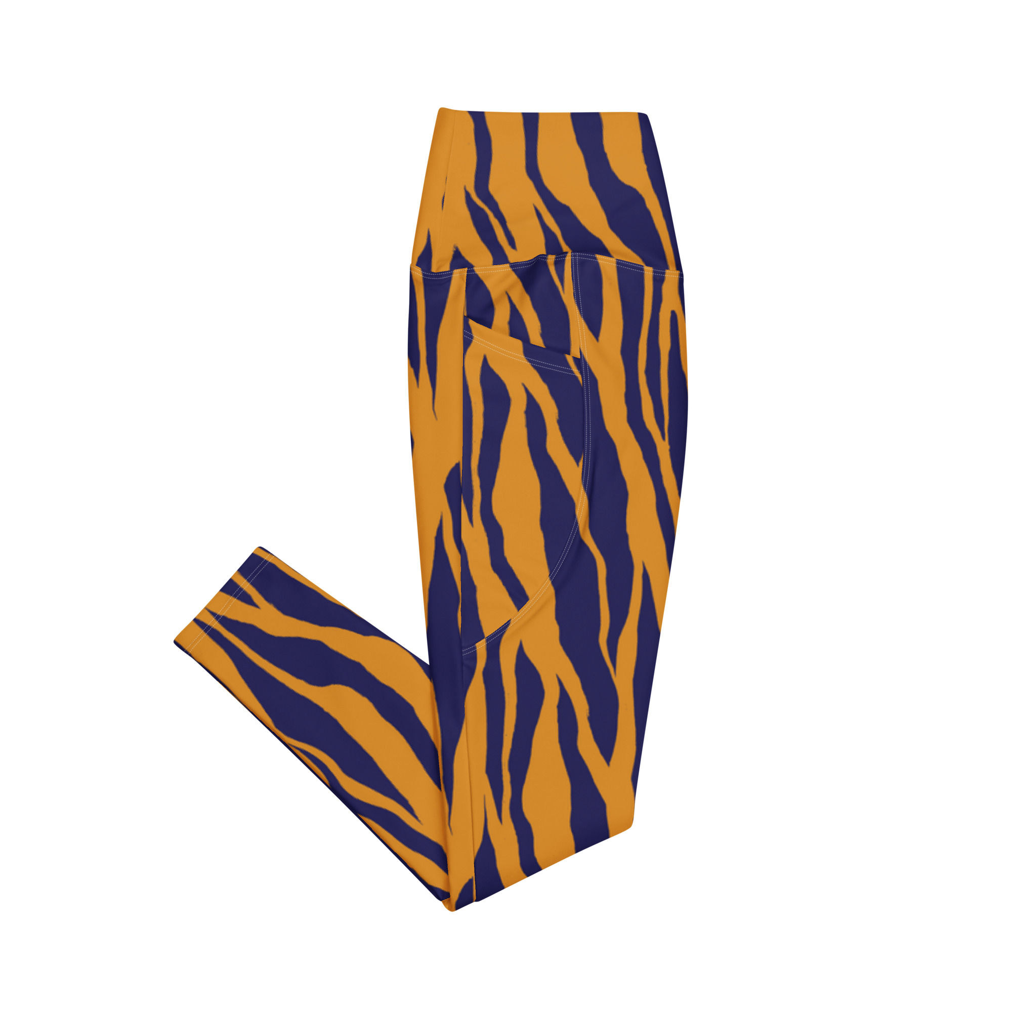 Tiger purple camouflage Yoga Leggings high-waisted cut two side pockets 2XS-6XL