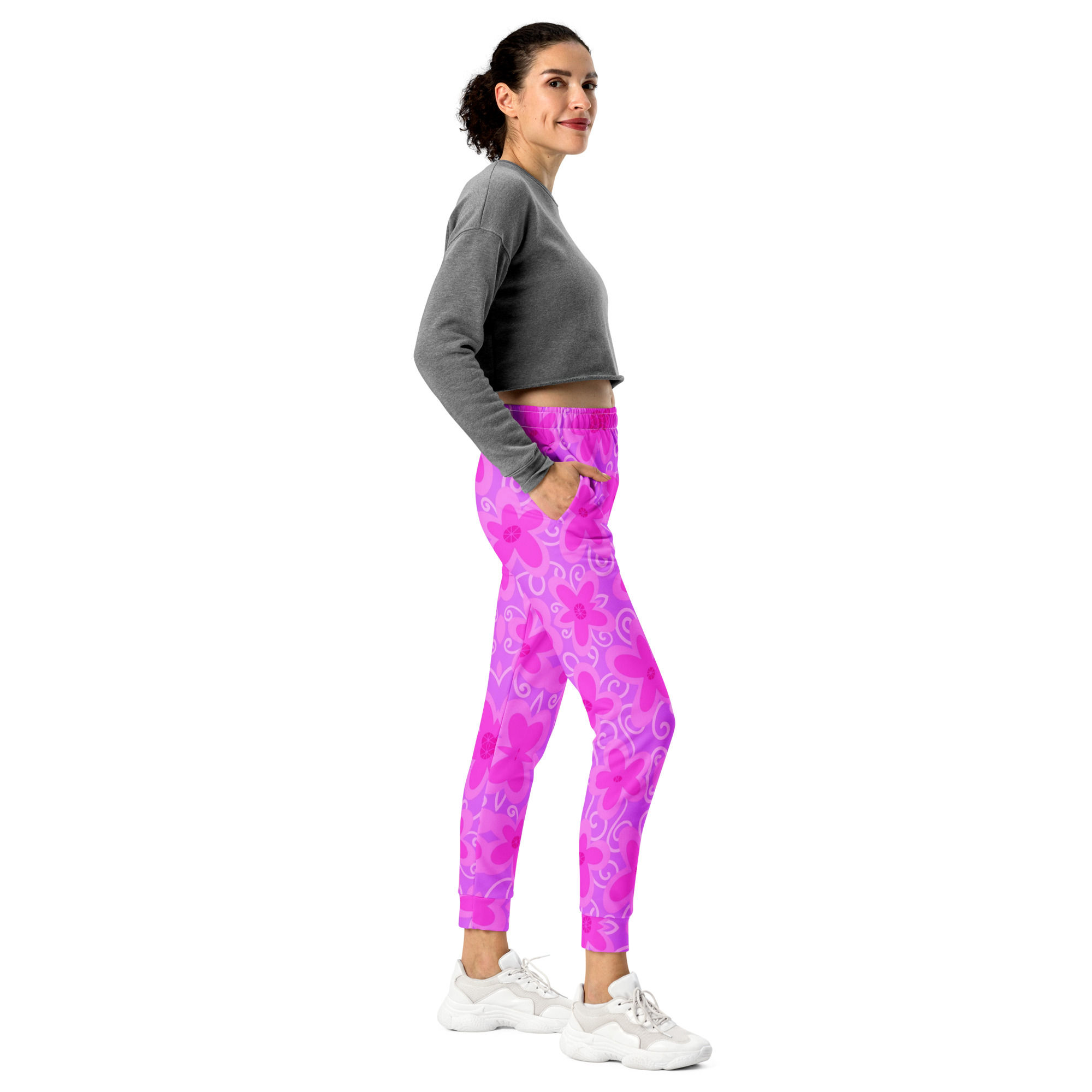 Pink butterflies women's joggers slim fit