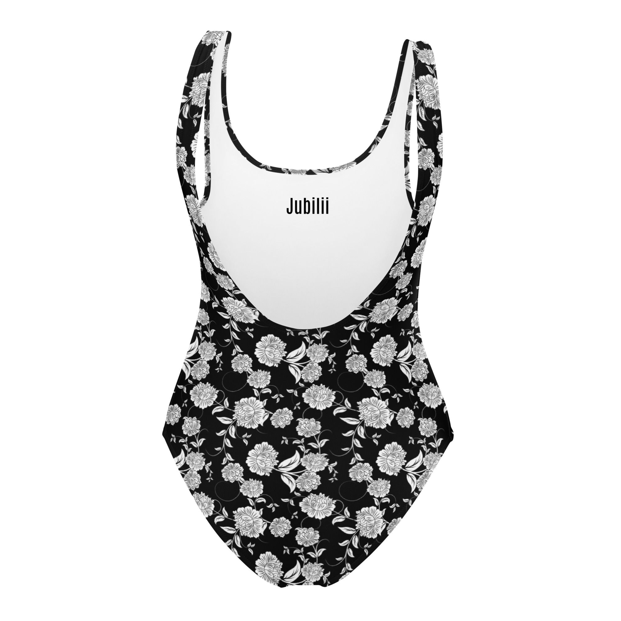 Black Floral One-Piece Swimsuit XS-3XL cheeky fit soft-touch fabric