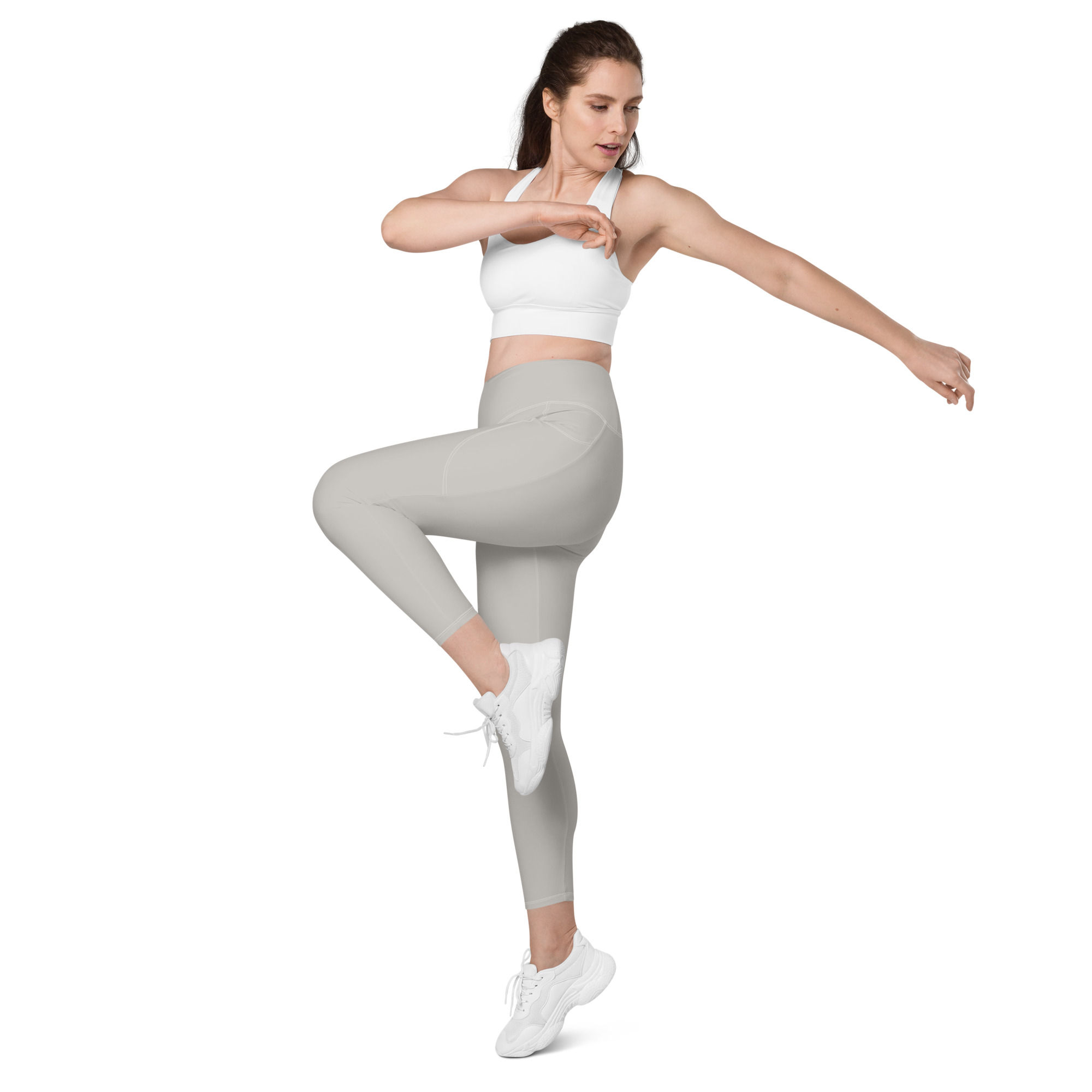 Carbon grey yoga leggings side pockets