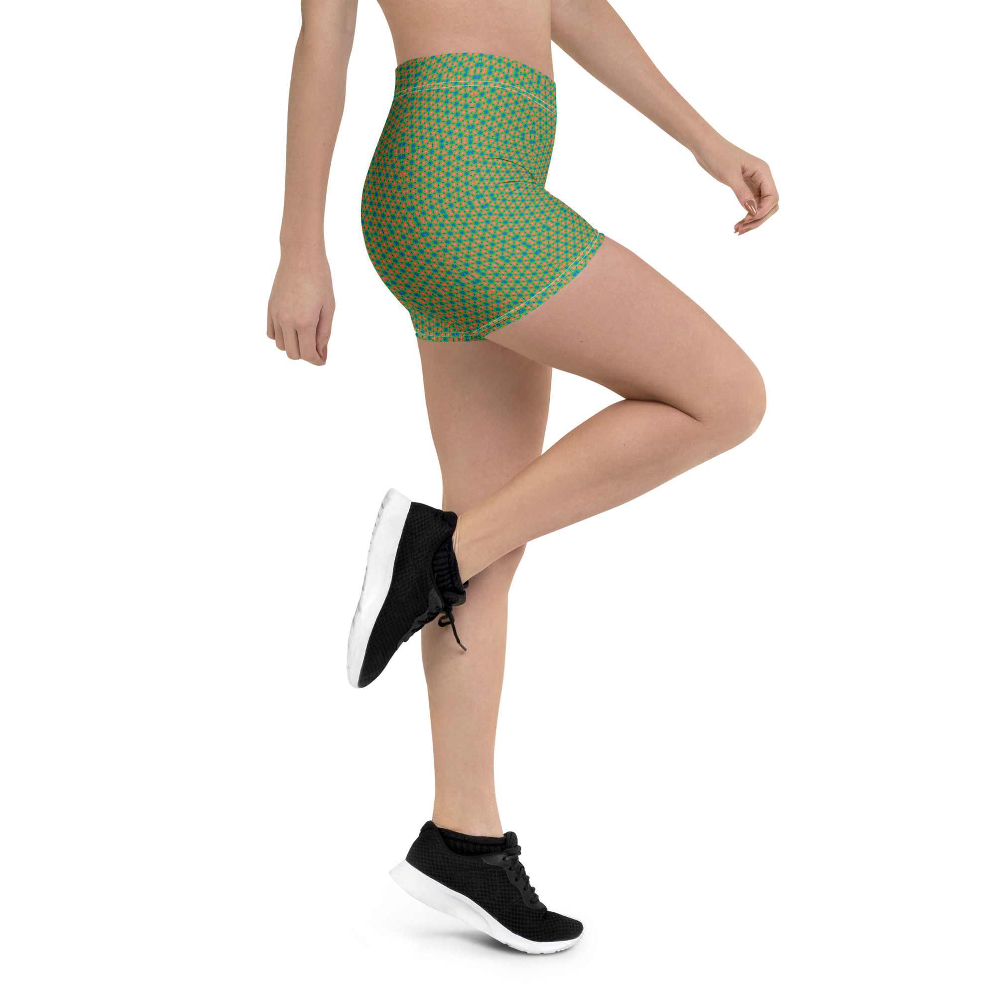 Green design bike short elastic waistband