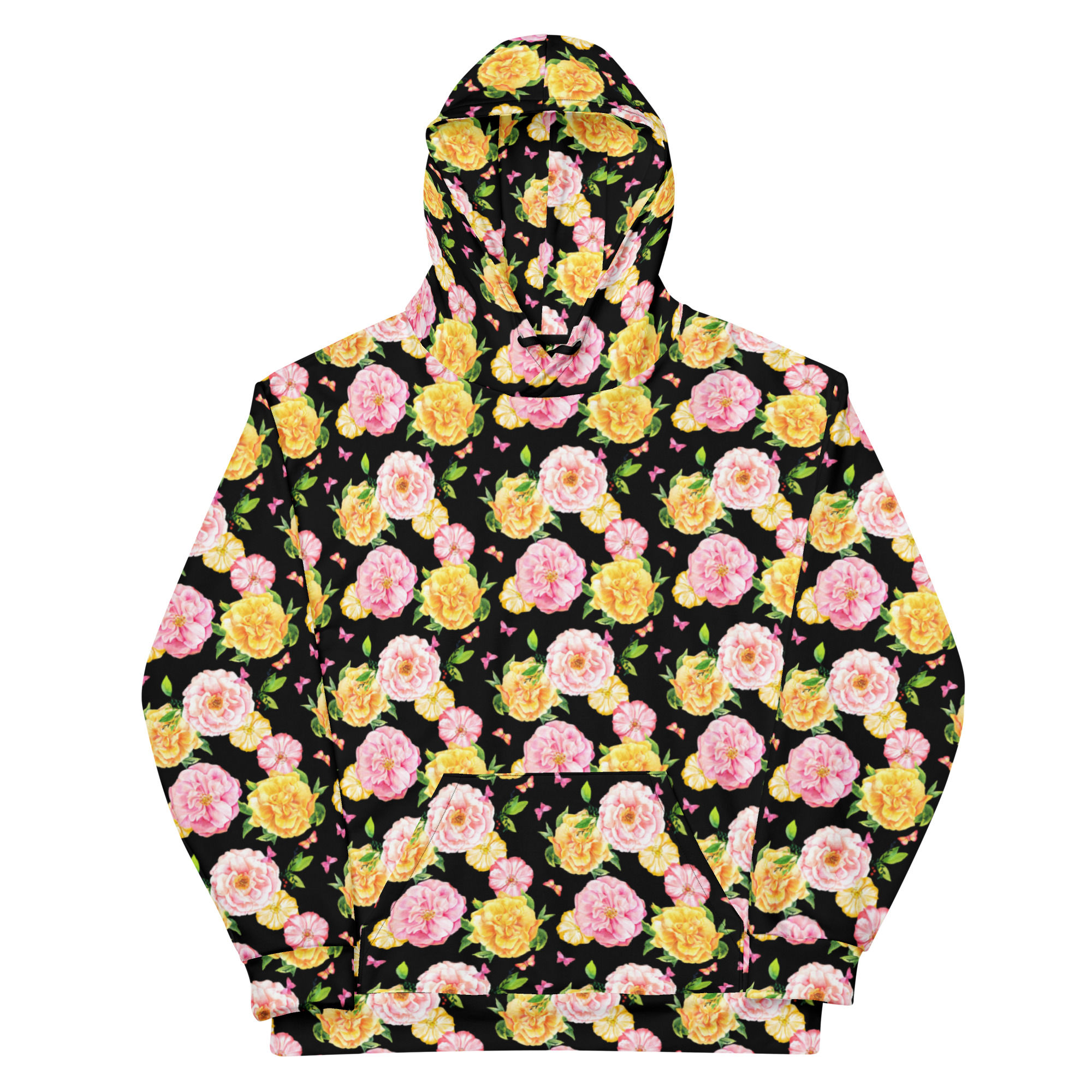 Colorful Floral Unisex Cotton Hoodie 2XS-6XL Relaxed fit Soft comfortable feel
