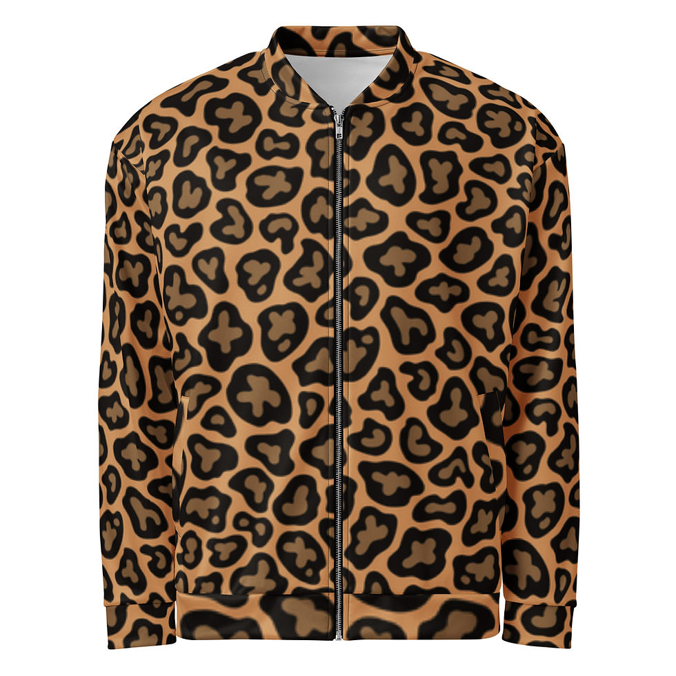 Leopard Unisex Bomber Jacket Floral Pink and Green XS-3XL