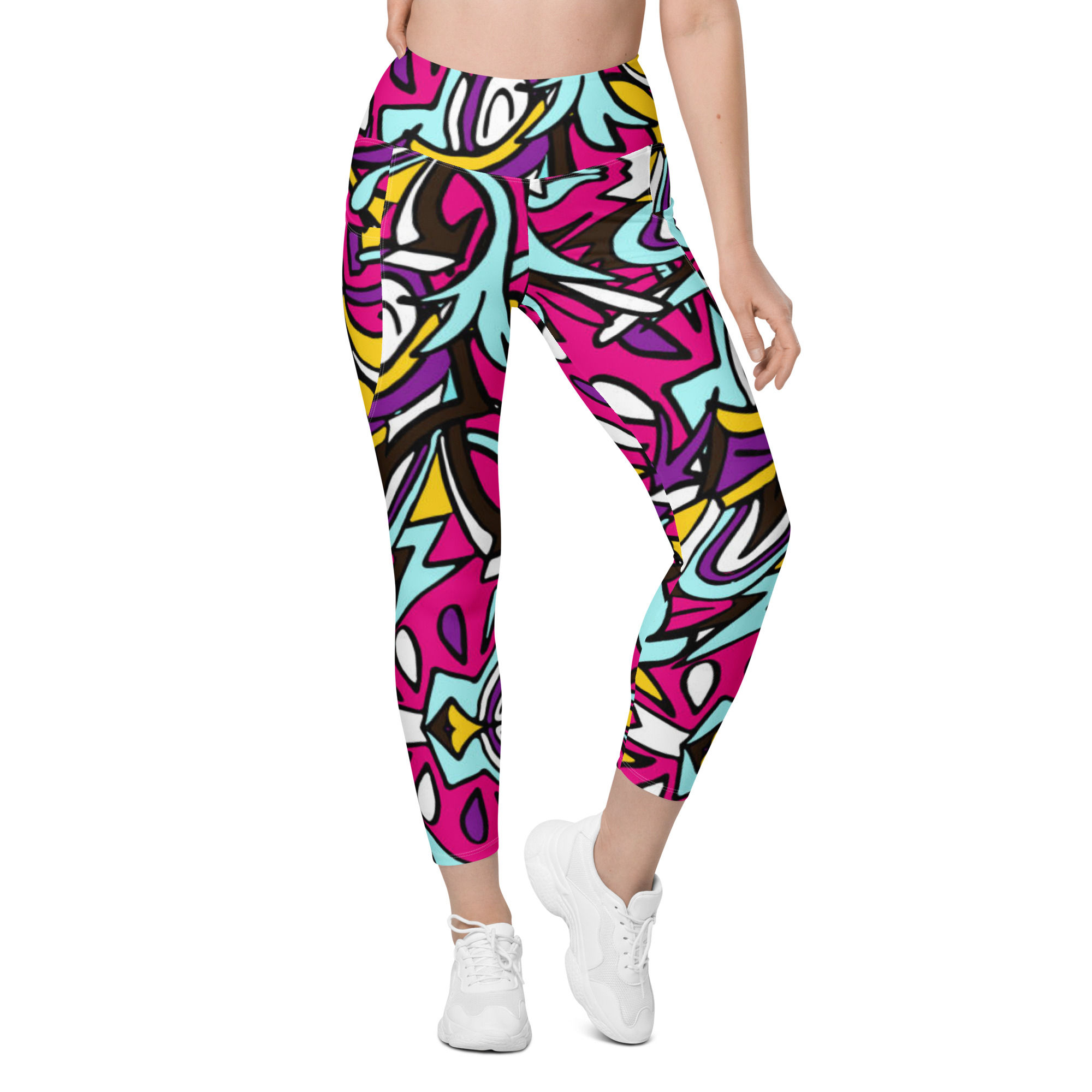 Colorful yoga leggings side pockets
