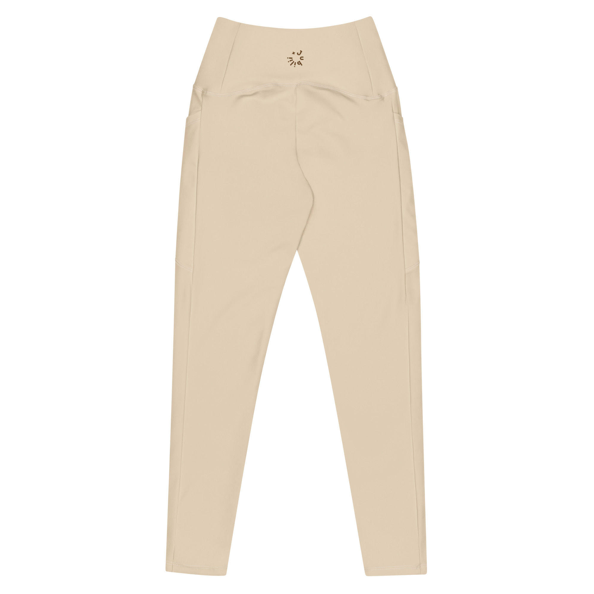 Champagne color yoga leggings side pockets