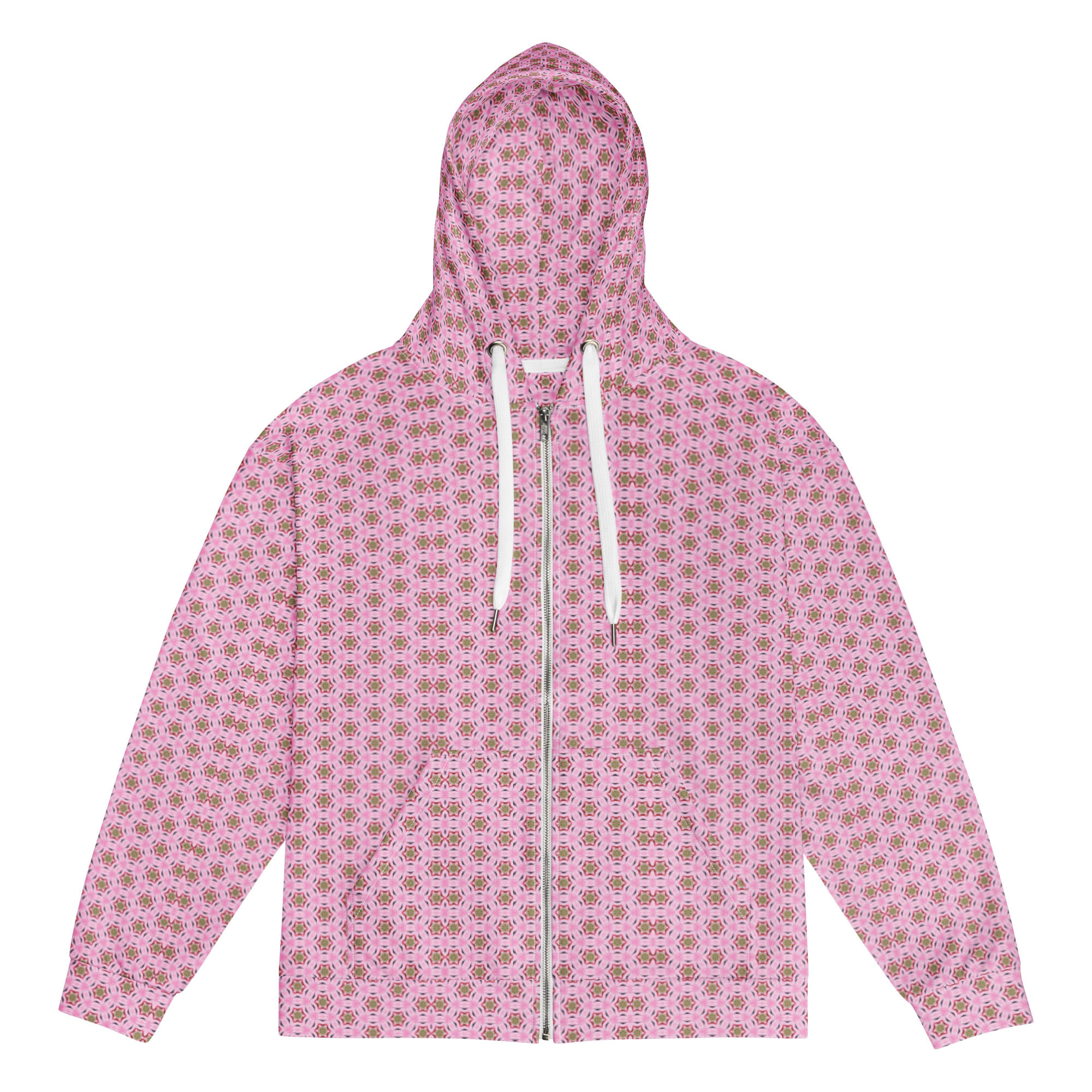 Pink unisex zip hoodie