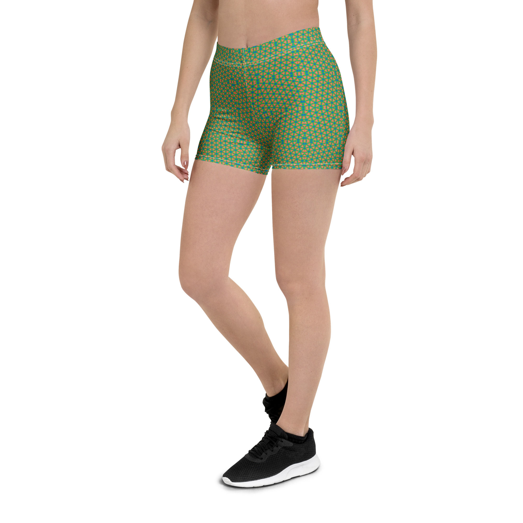Green design bike short elastic waistband