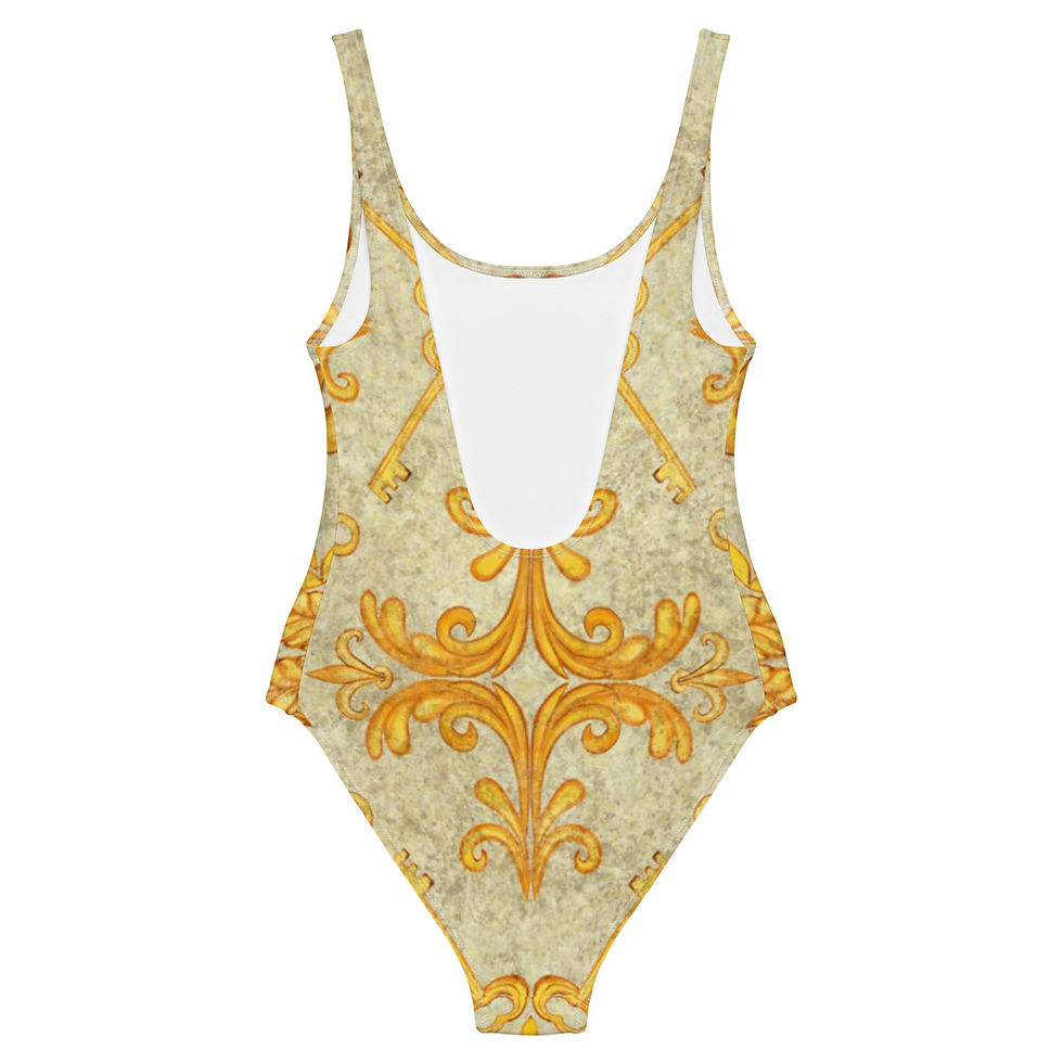 Gold Print One-Piece Swimsuit XS-3XL cheeky fit soft-touch fabric